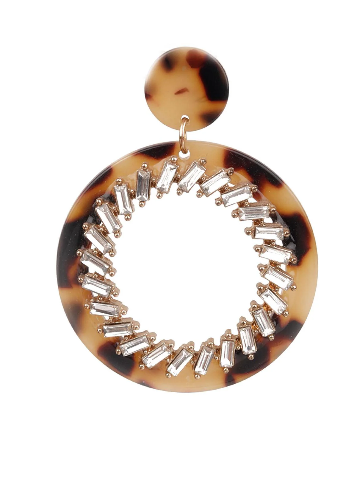 Odette Women Sunshine Brown And White Hoop Earrings - Image 2