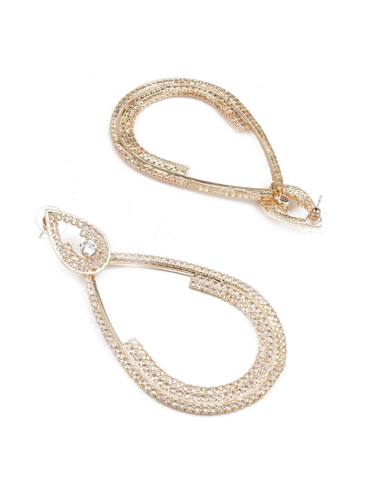 Odette Women Sunshine Gold And White Teardrop Earrings - Image 3