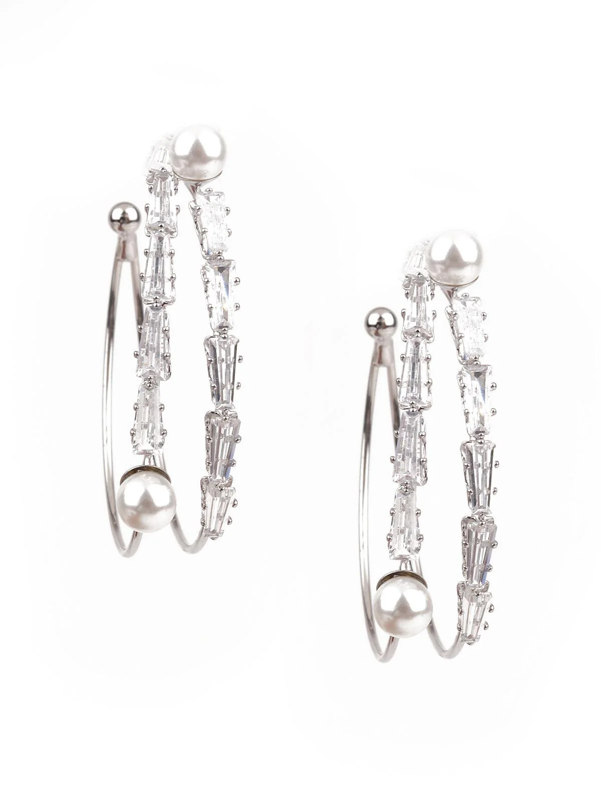 Odette Women Sunshine White Hoops Earrings