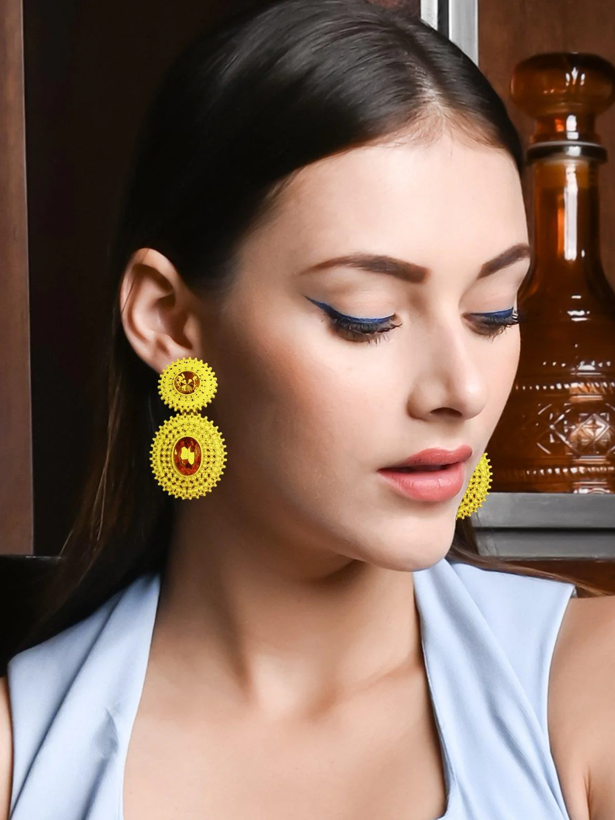 Odette Women Yellow Metal Earrings