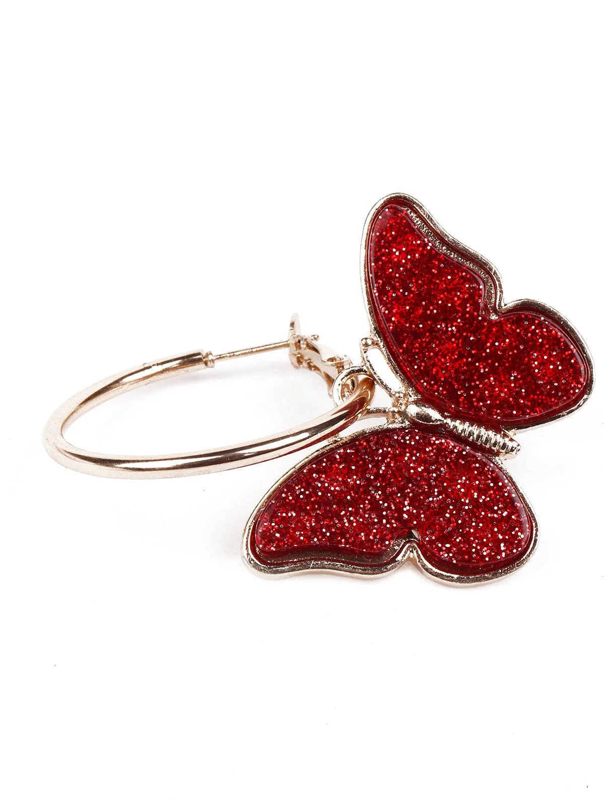 Odette Women Red Shimmering Butterfly Earrings - Image 5