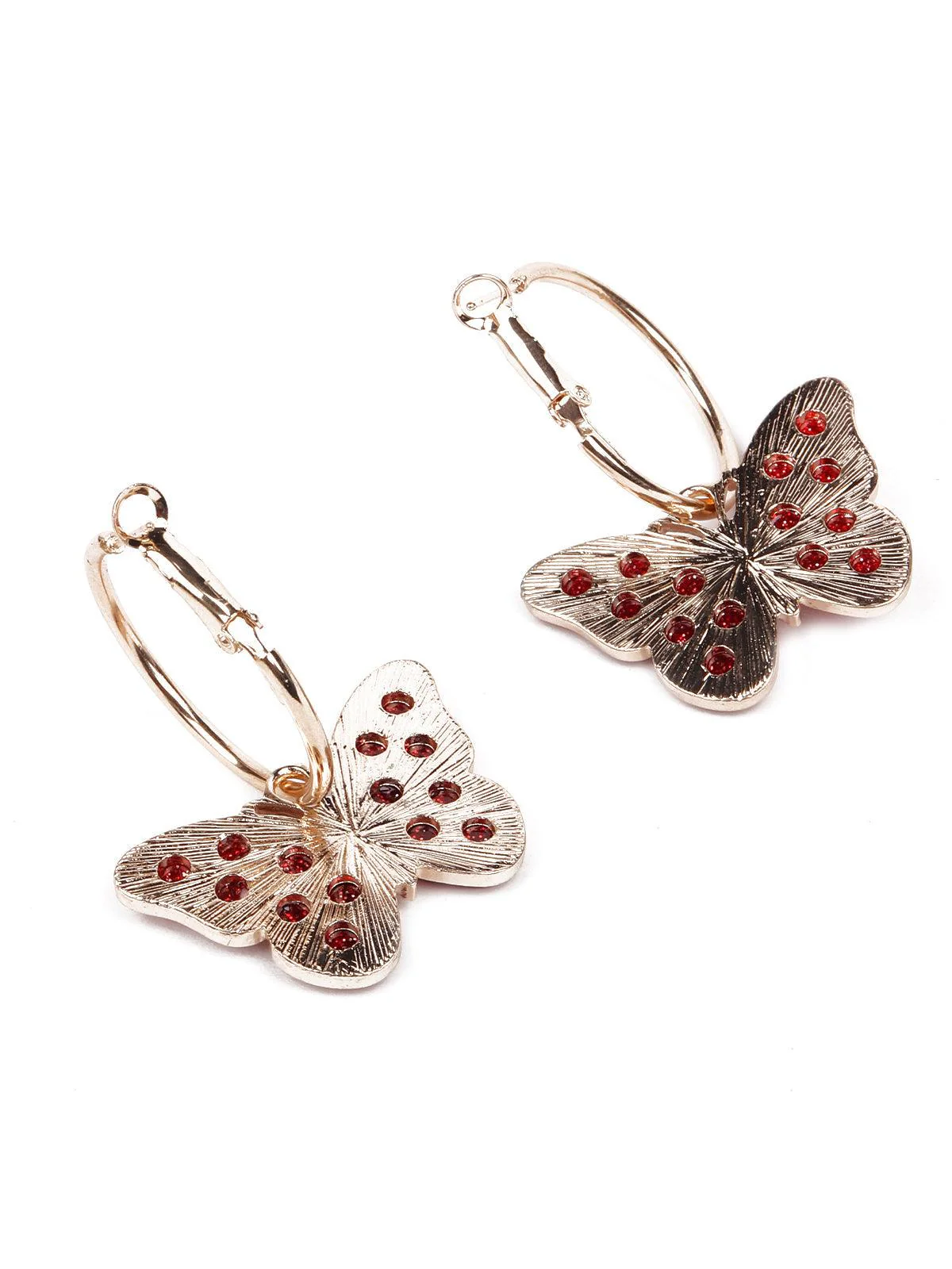 Odette Women Red Shimmering Butterfly Earrings - Image 6