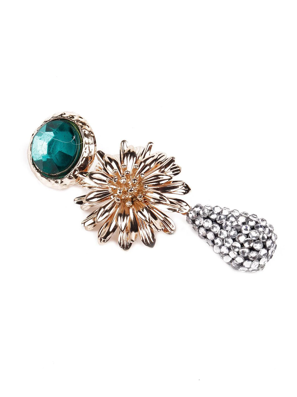 Odette Women Super Stylish Golden Floral Statement Earrings - Image 5