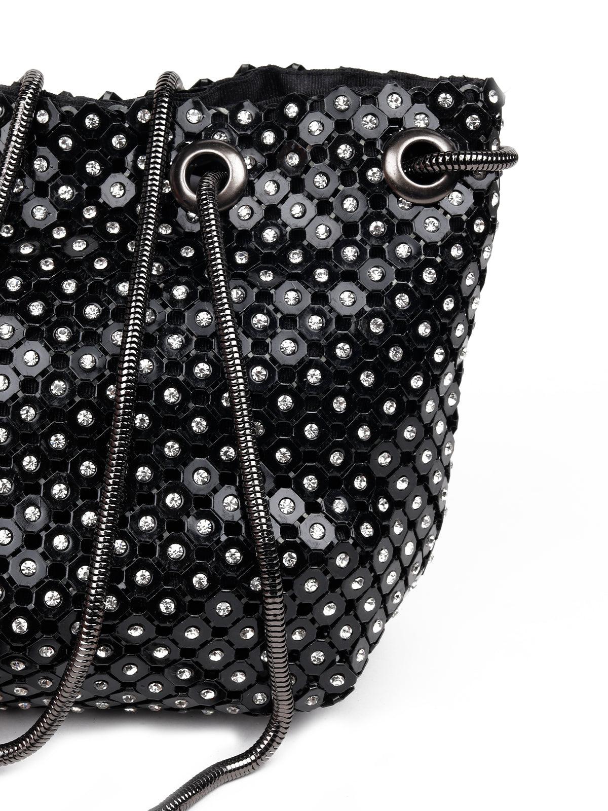 Odette Women Black Metal Sling Bag - Image 6