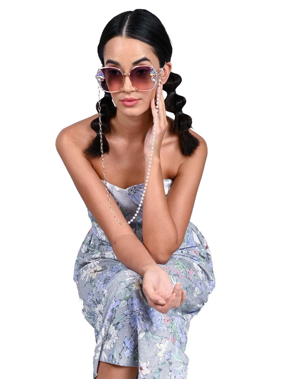 Odette Women Chic Gold Tone Stunning Sunglasses Chain - Image 2