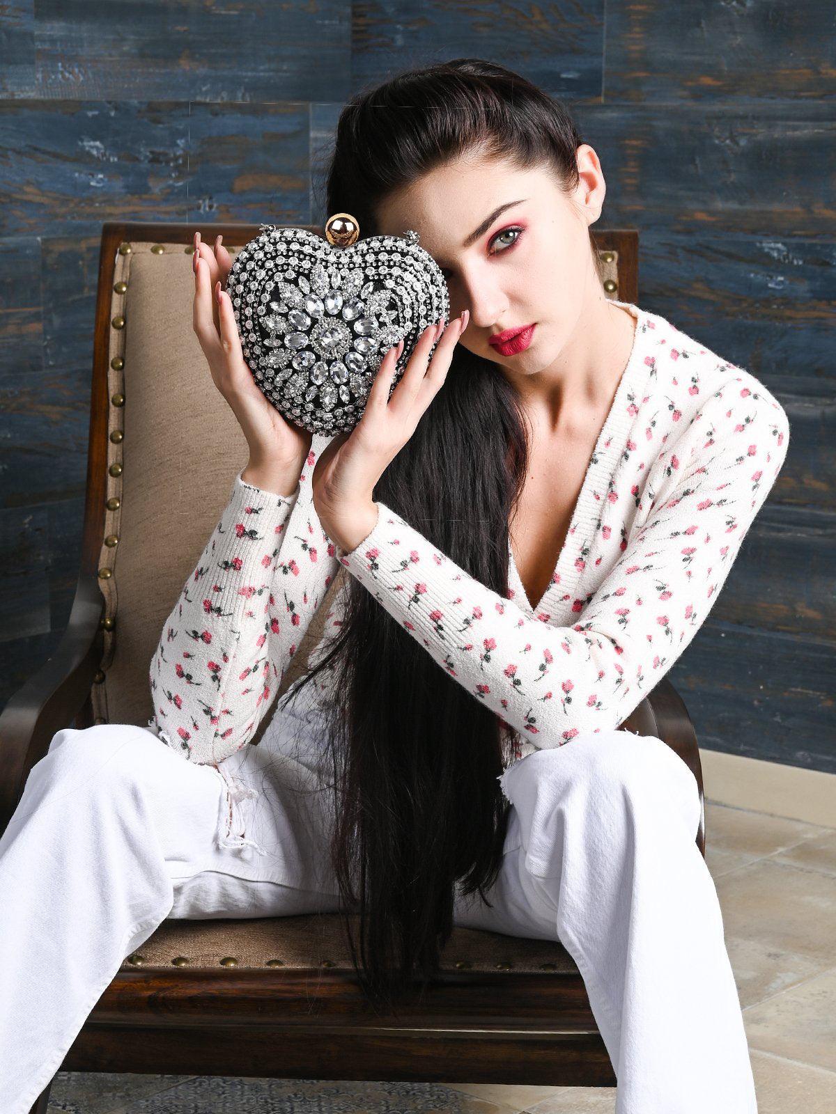 Odette Women Sweetheart Crystal Clutch Bag - Image 2