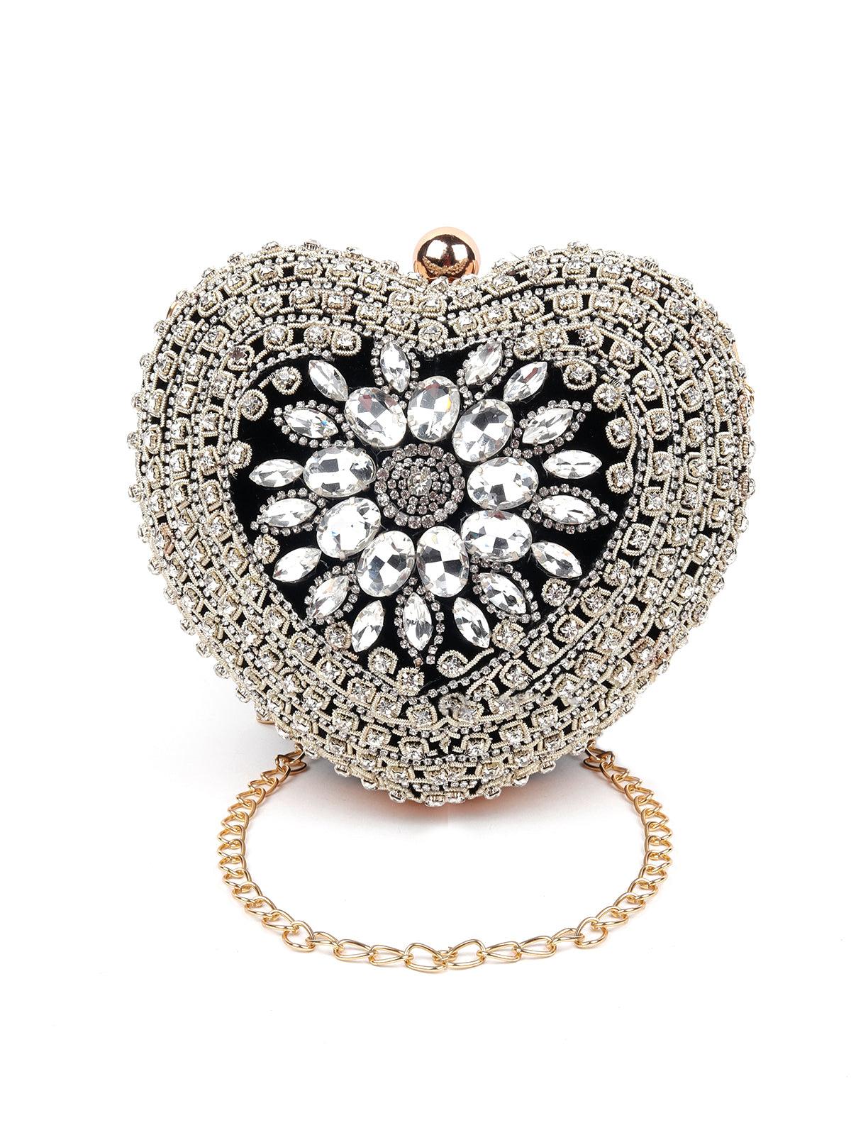 Odette Women Sweetheart Crystal Clutch Bag - Image 3