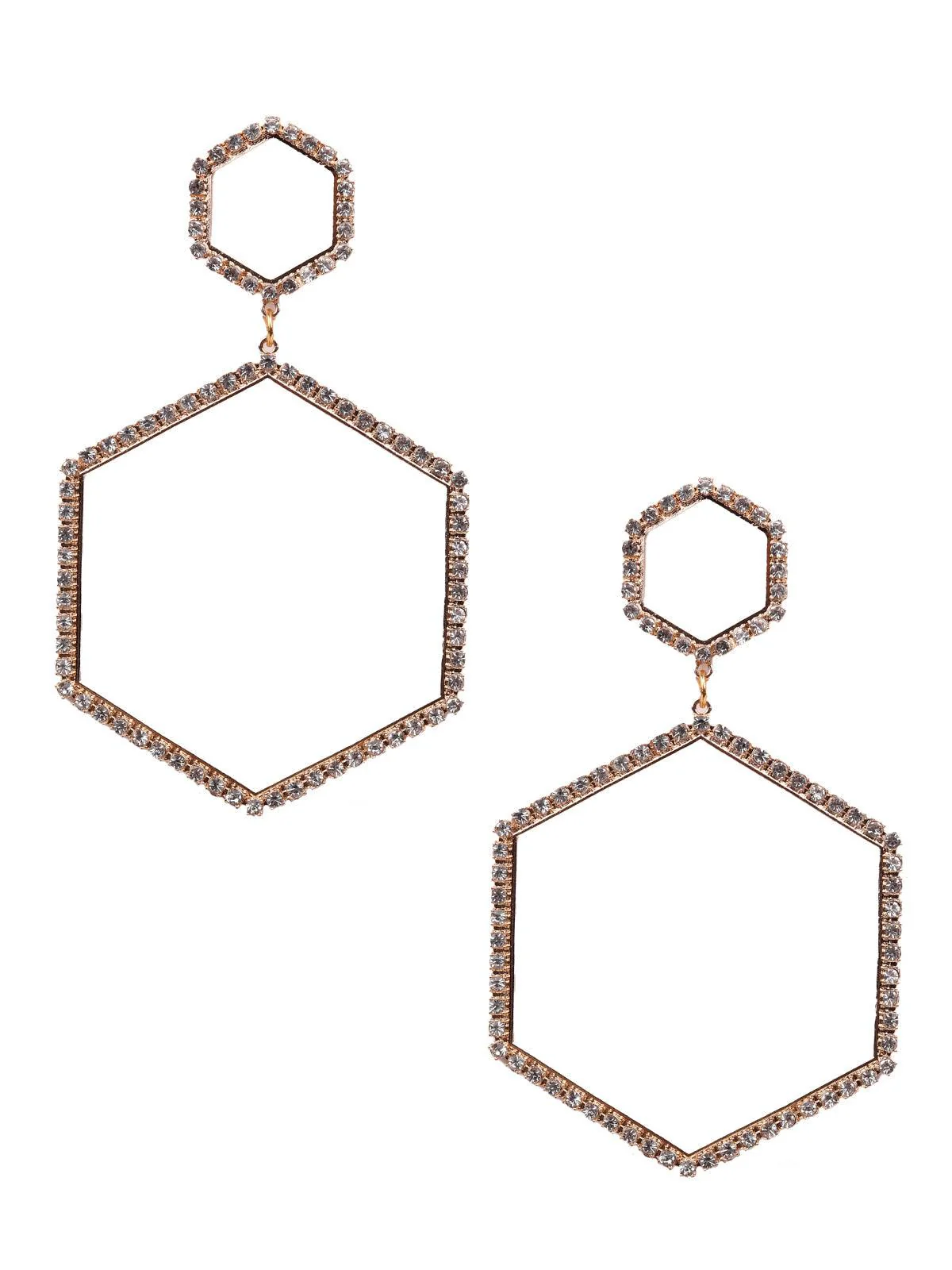 Odette Women Gold Ghaped Metal Studded Earrings - Image 3