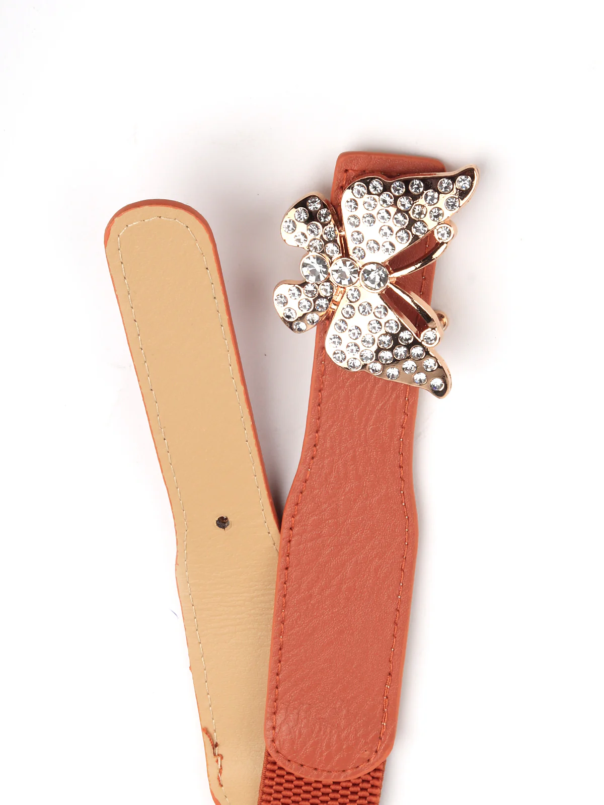 Odette Women Tan Elastane & Faux Leather Belt - Image 5