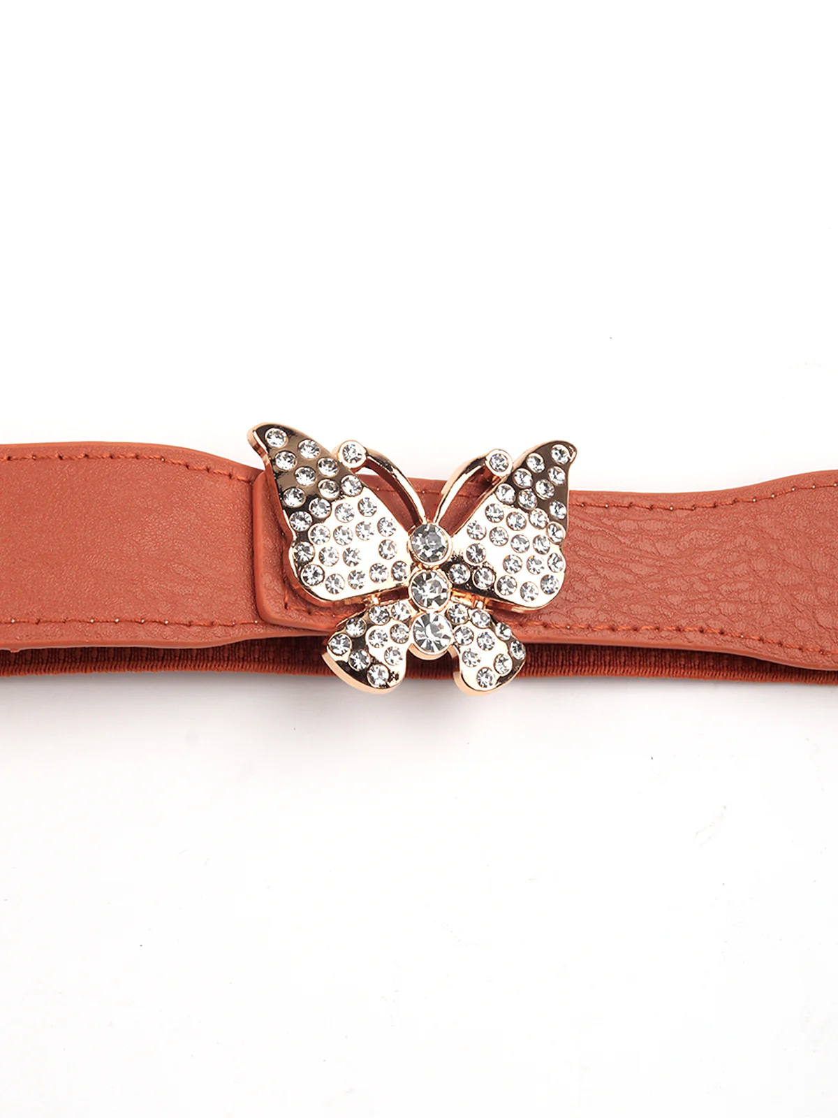 Odette Women Tan Elastane & Faux Leather Belt - Image 6