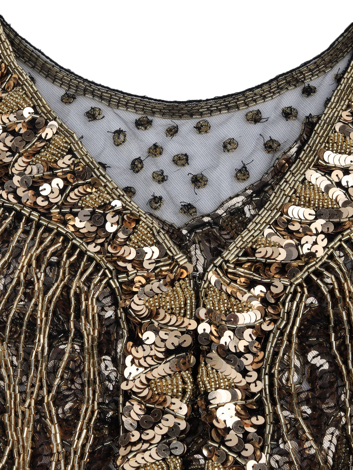 Odette Women Tasseled Grandeur- The Black And Gold Tasseled Cape - Image 3