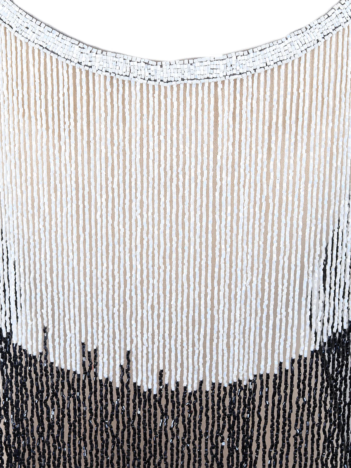 Odette Women Tasseled Grandeur- The Black And White Beads Tasseled Cape - Image 5
