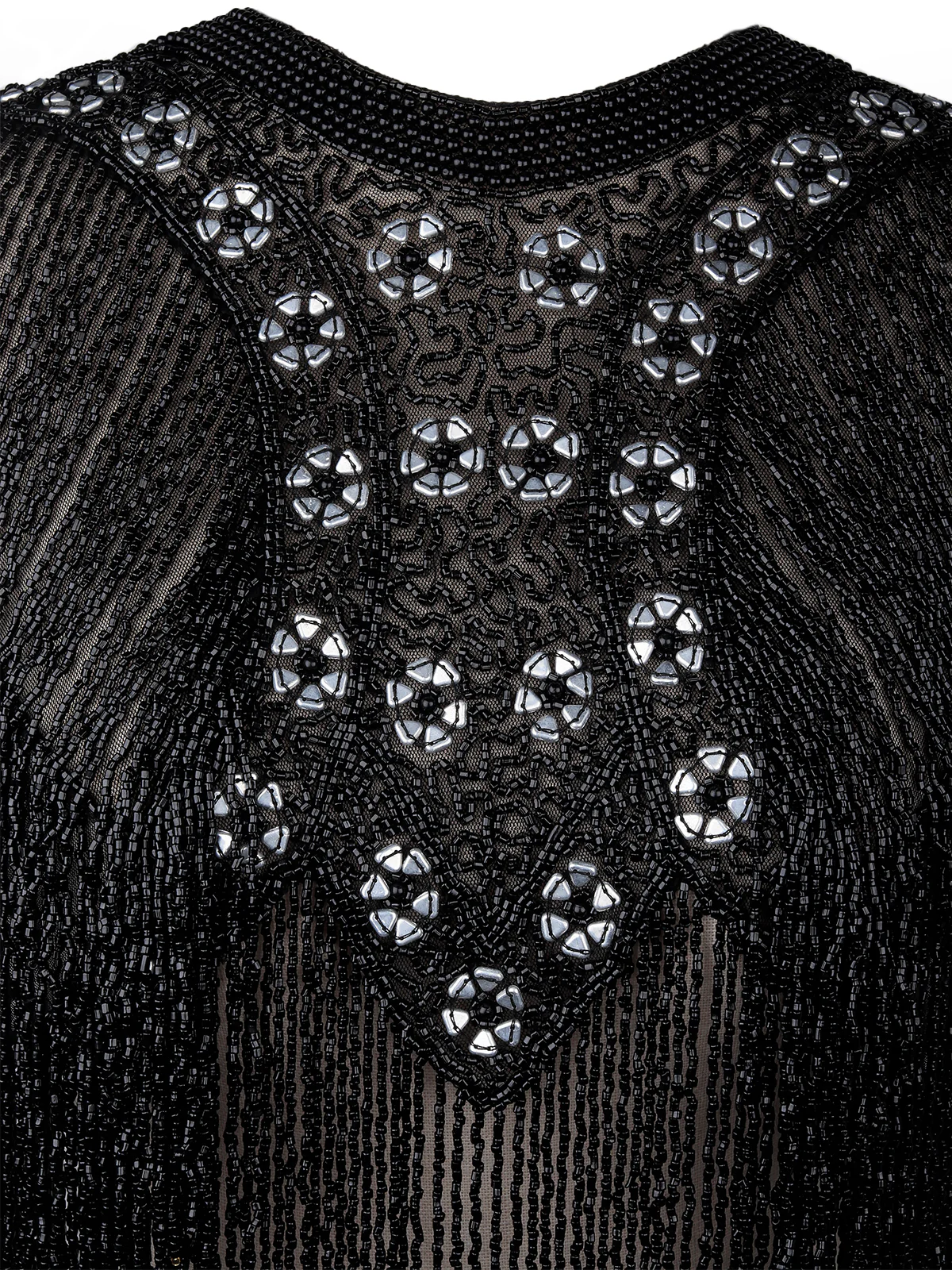 Odette Women Tasseled Grandeur- The Black Beads Tasseled Cape - Image 4