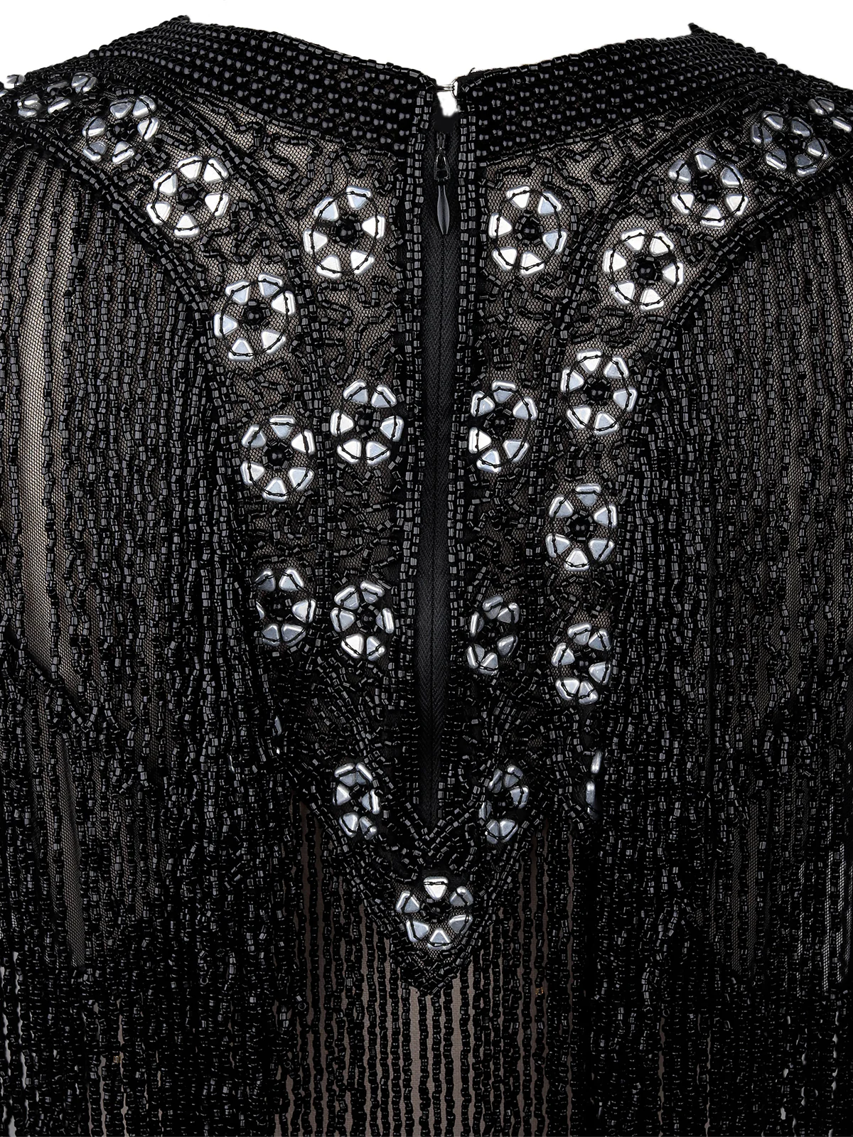 Odette Women Tasseled Grandeur- The Black Beads Tasseled Cape - Image 5