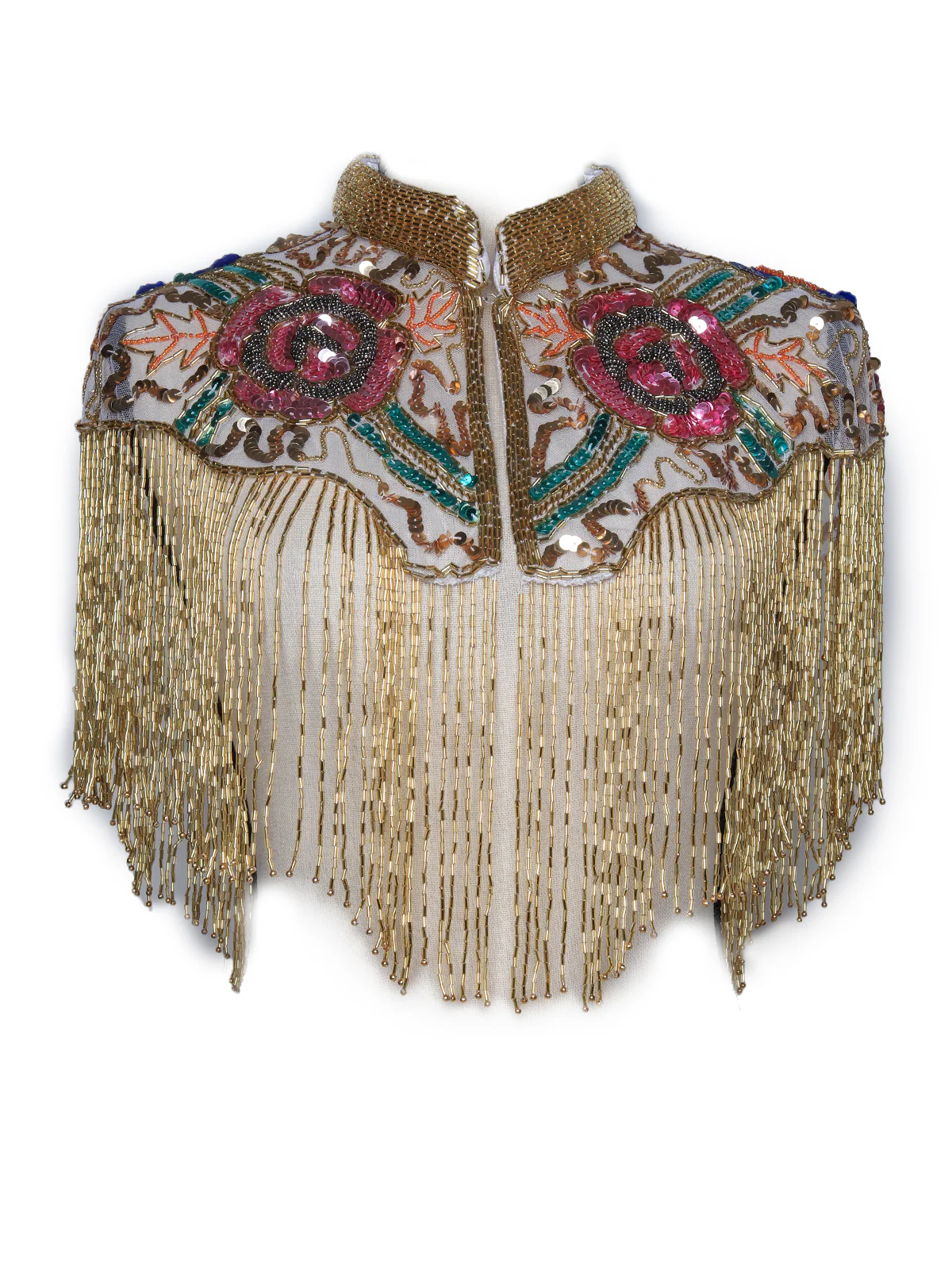 Odette Women Tasseled Grandeur- The Multicolored Beaded Cape - Image 3