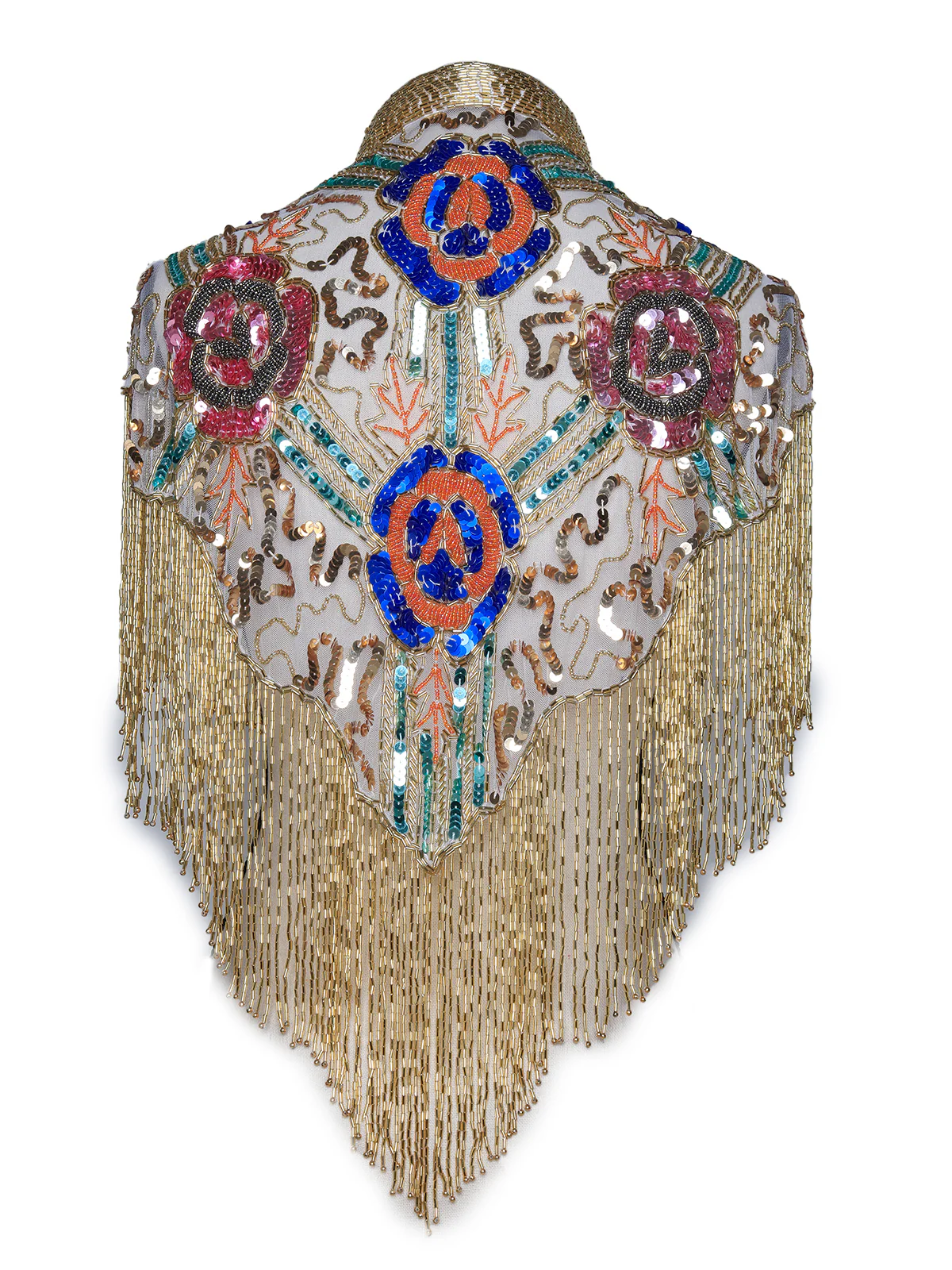 Odette Women Tasseled Grandeur- The Multicolored Beaded Cape - Image 4