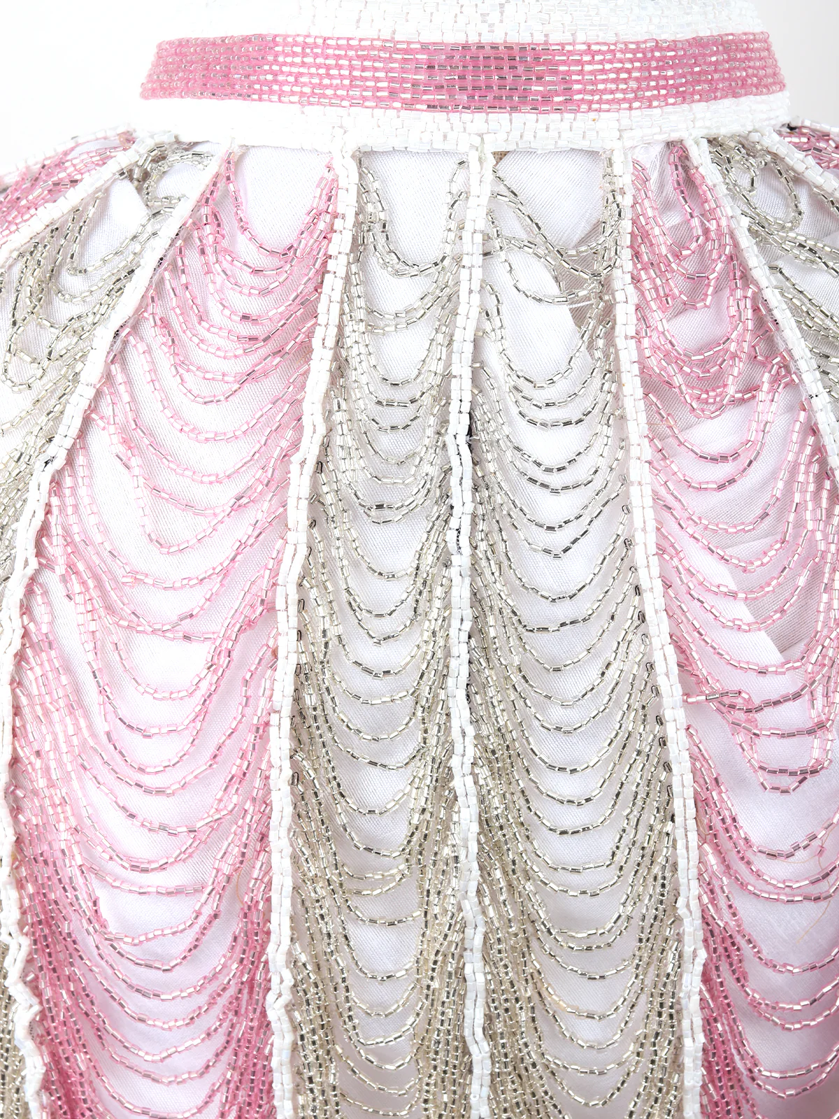 Odette Women Tasseled Grandeur- The Pink And White Beads Tasseled Cape - Image 8