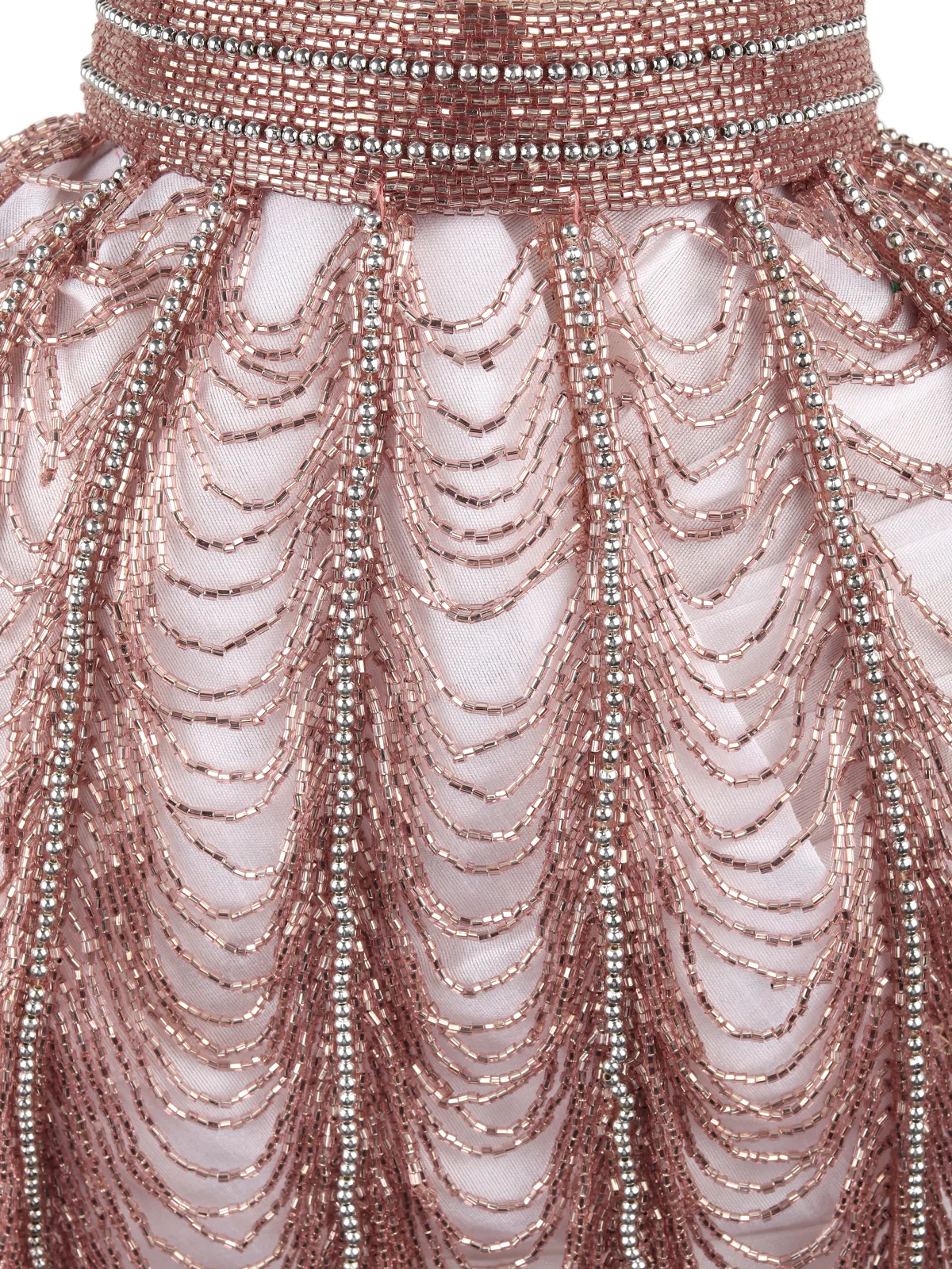 Odette Women Tasseled Grandeur- The Pink Beads Tasseled Cape - Image 5