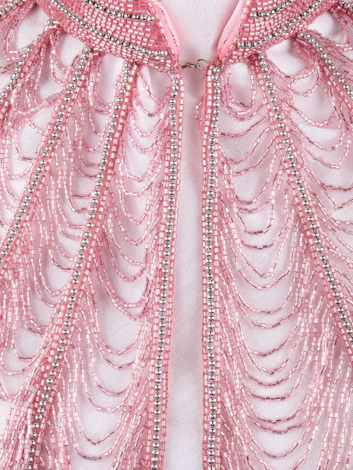 Odette Women Tasseled Grandeur- The Pink Beads Tasseled Cape - Image 7