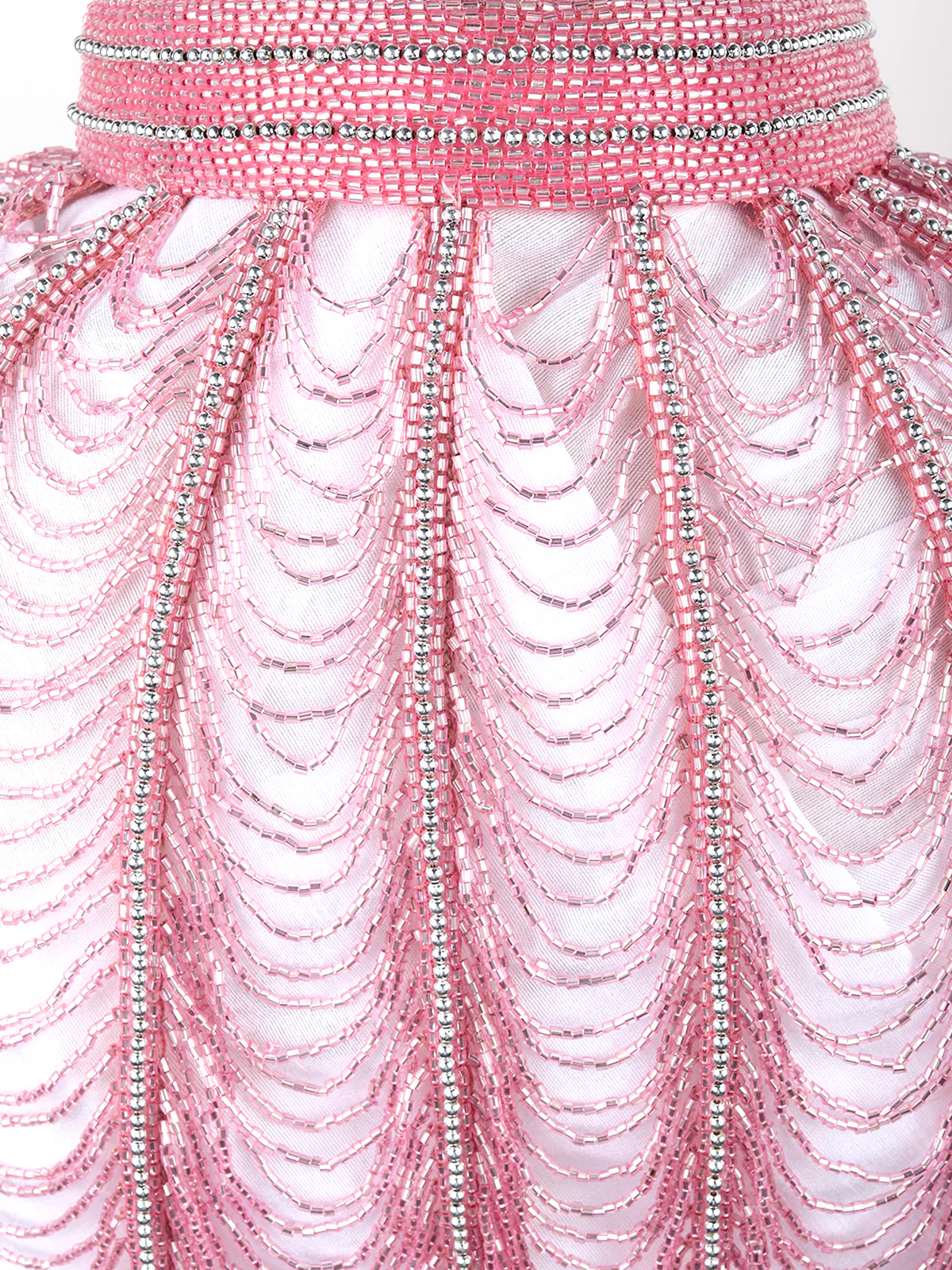 Odette Women Tasseled Grandeur- The Pink Beads Tasseled Cape - Image 8