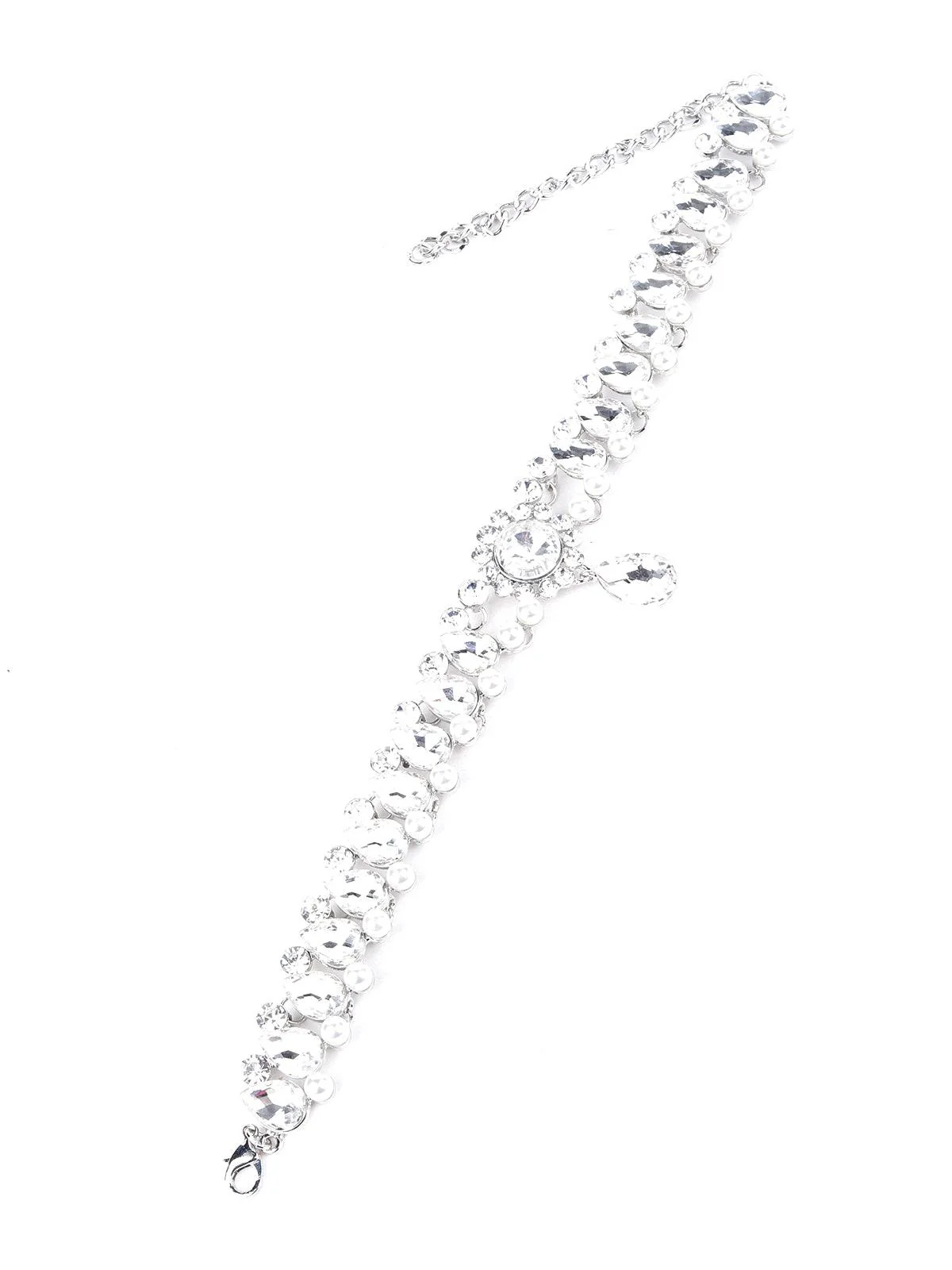 Odette Women Tear-Drop Crystal And Pearl Choker - Image 4