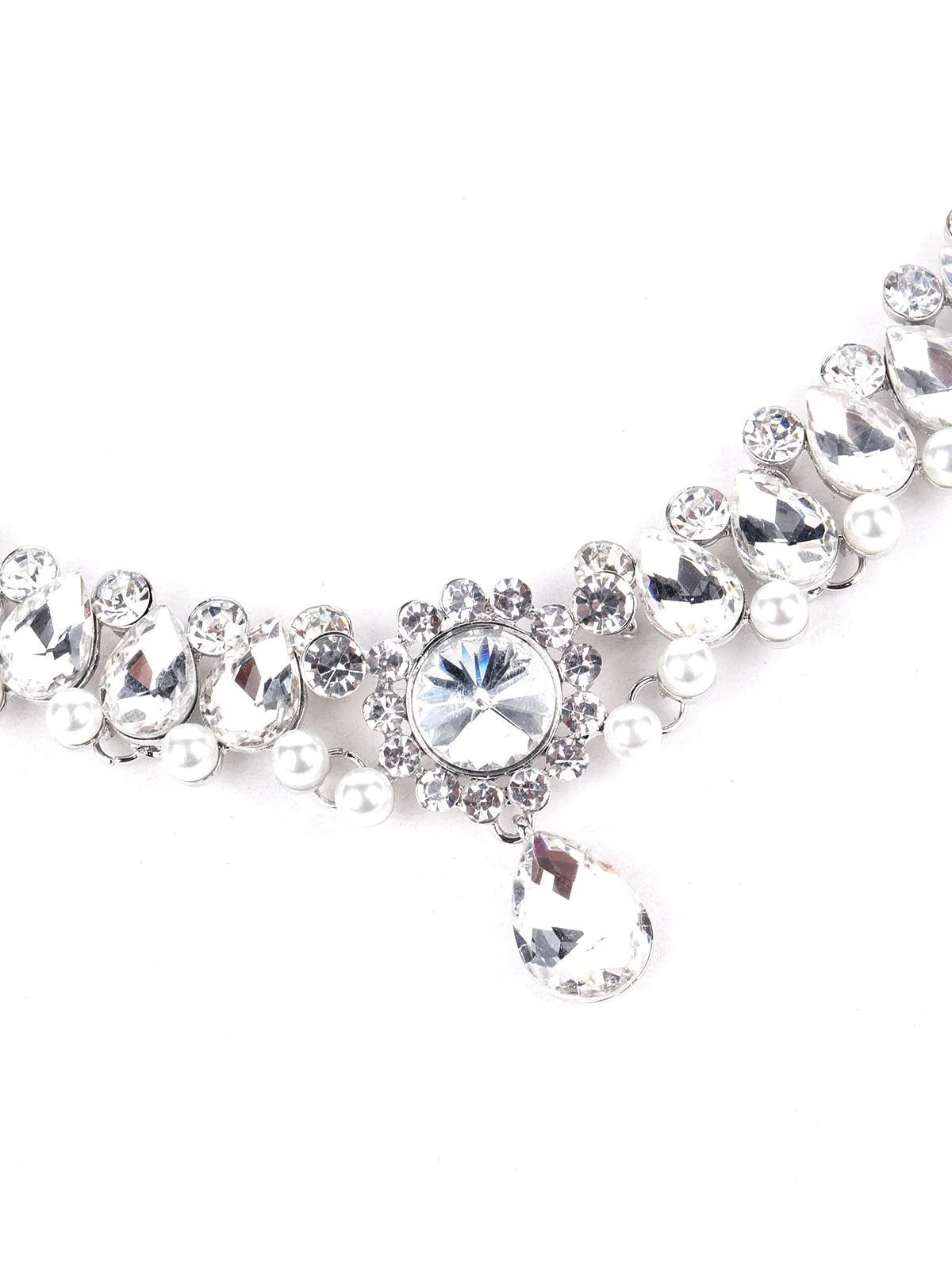 Odette Women Tear-Drop Crystal And Pearl Choker - Image 5