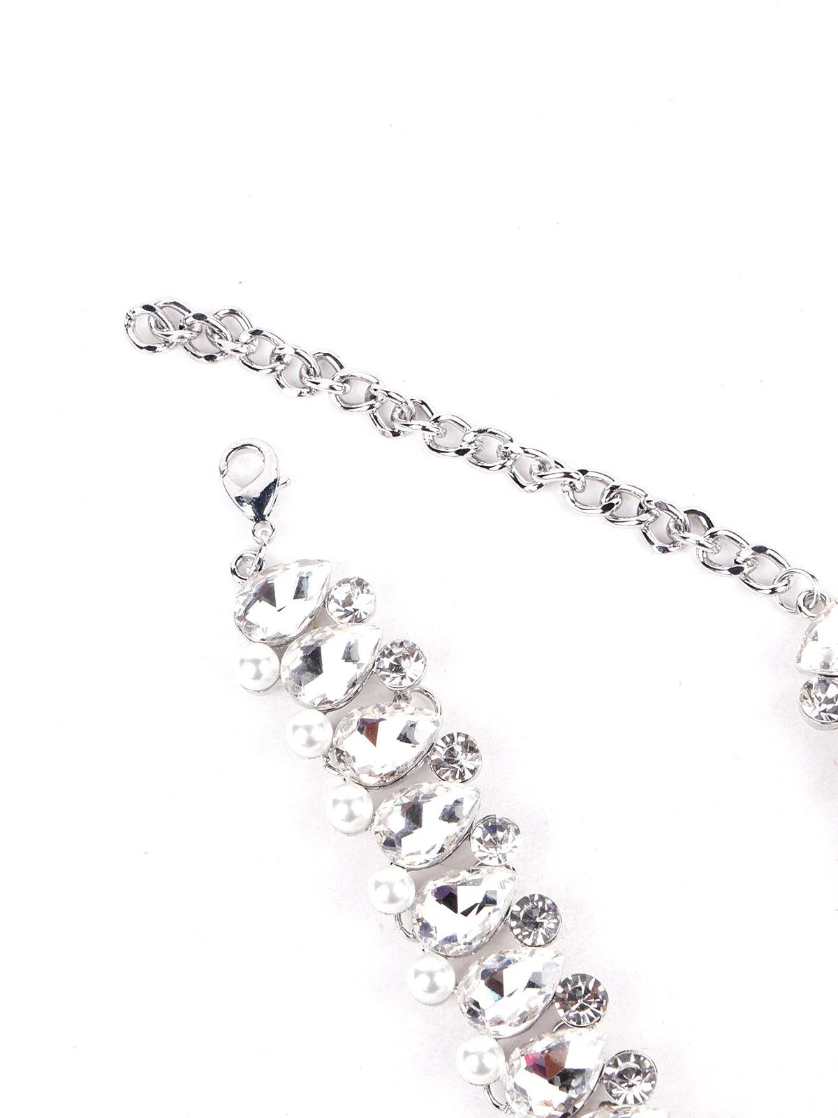 Odette Women Tear-Drop Crystal And Pearl Choker - Image 6