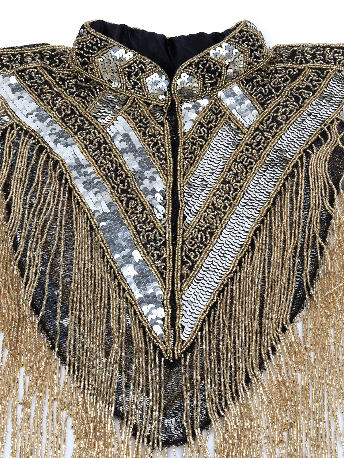 Odette Women The Glamorous Black And Gold Embellished Cape - Image 6