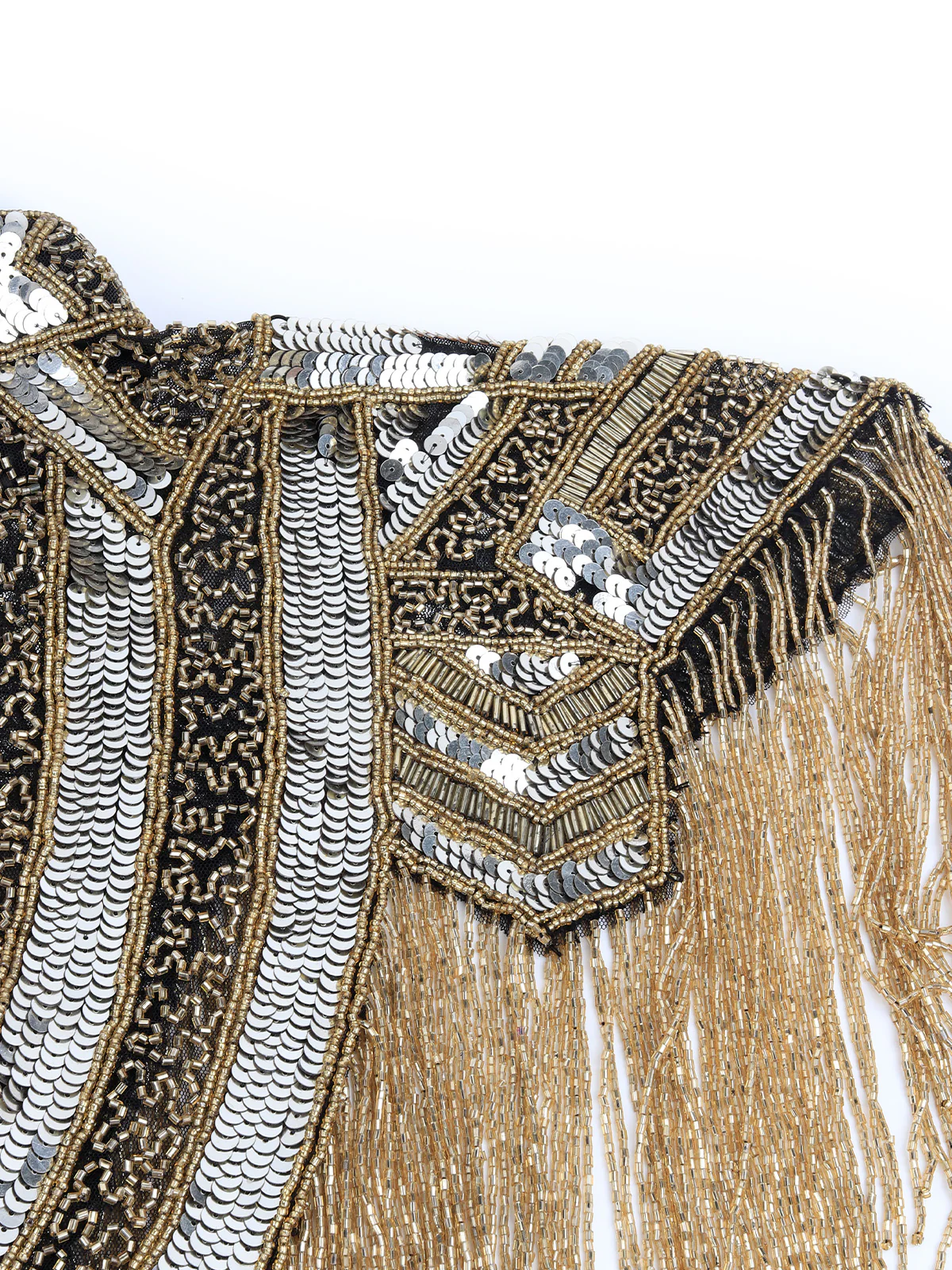 Odette Women The Glamorous Black And Gold Embellished Cape - Image 8