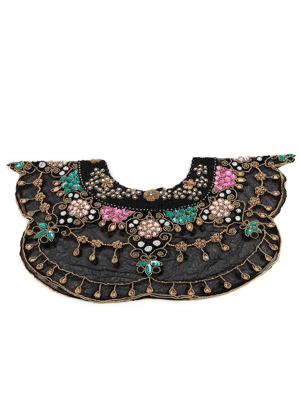 Odette Women The Glamorous Black With Multicolored Embroidered Cape - Image 6