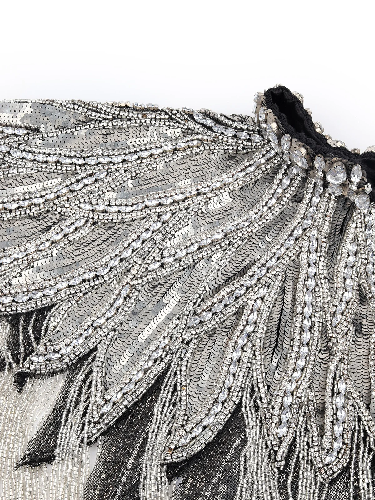 Odette Women The Glamorous Grey And Silver Embellished Cape - Image 6