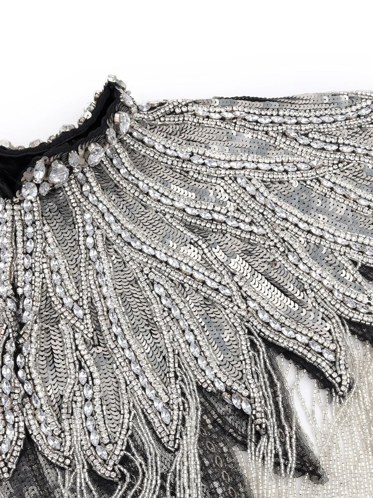 Odette Women The Glamorous Grey And Silver Embellished Cape - Image 7
