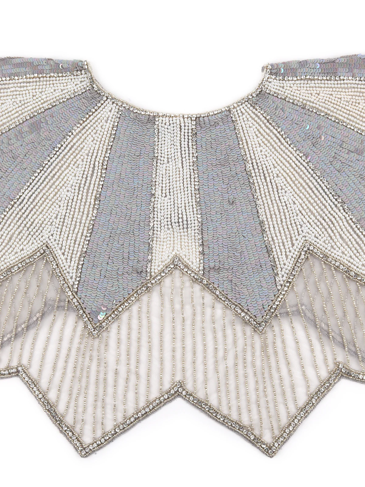 Odette Women The Glamorous Grey And White Embroidered Cape - Image 6