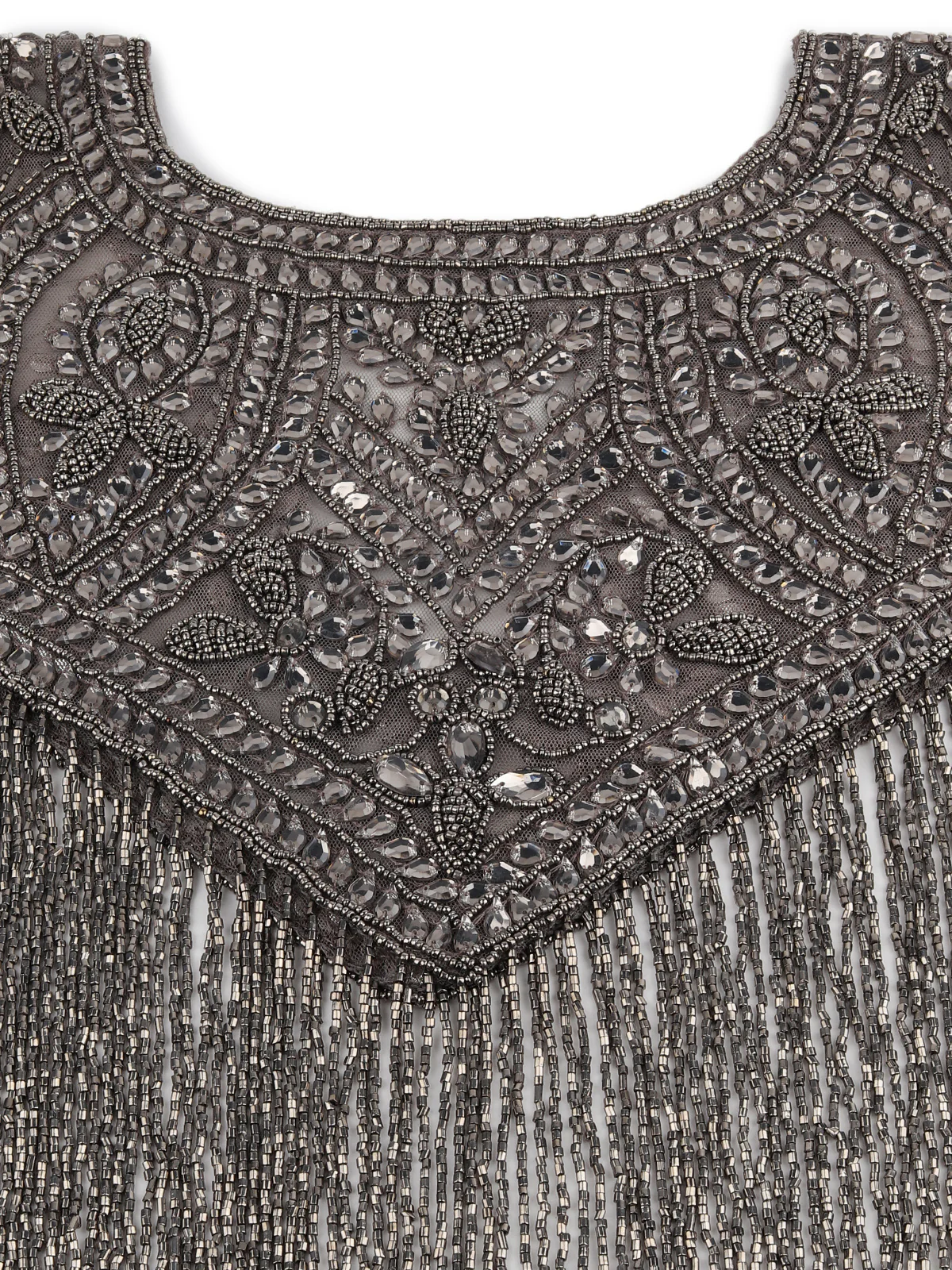 Odette Women The Glamorous Grey Embellished Cape - Image 6