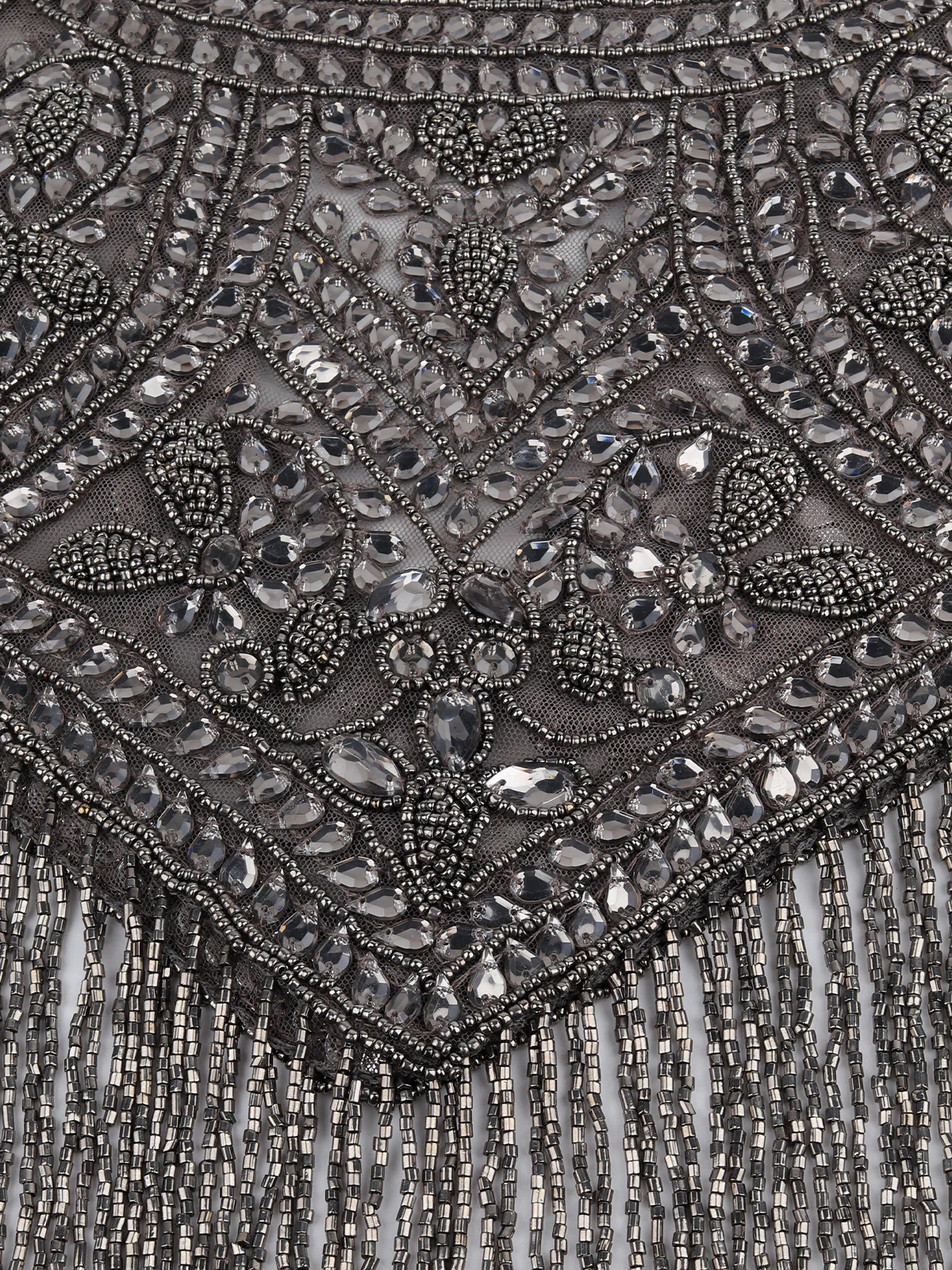Odette Women The Glamorous Grey Embellished Cape - Image 9