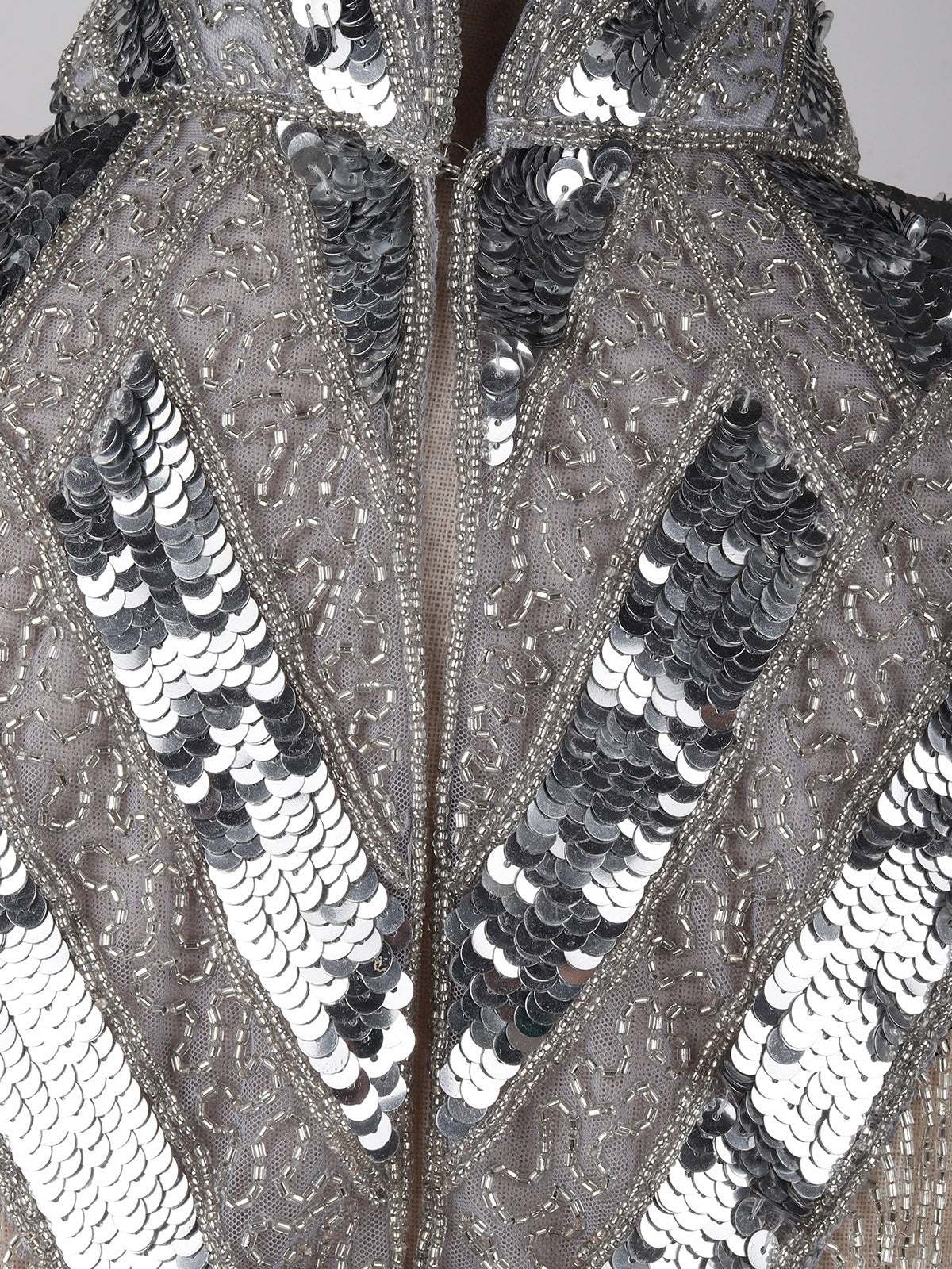 Odette Women The Grey And White Beaded Cape - Image 4