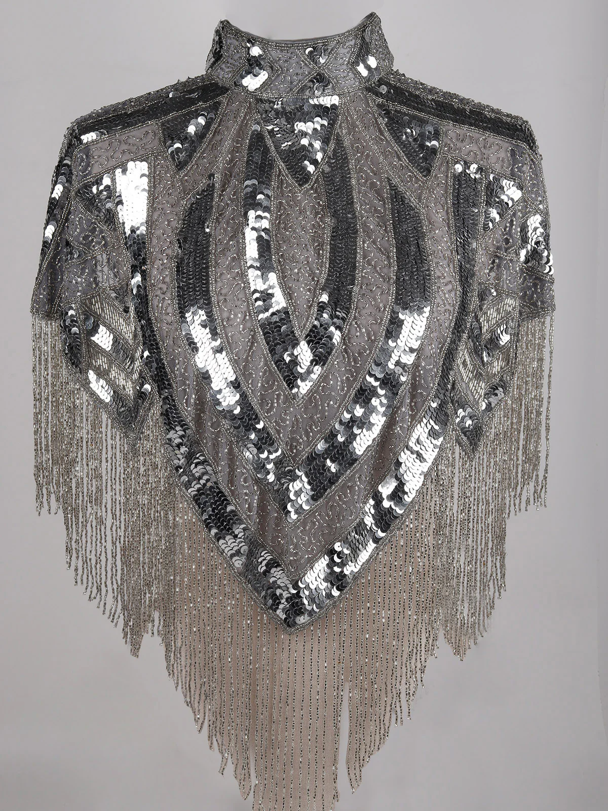 Odette Women The Grey And White Beaded Cape - Image 5
