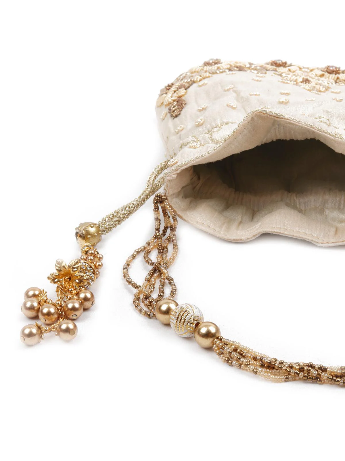 Odette Women The Very Stylish Beige Potli Bag - Image 6