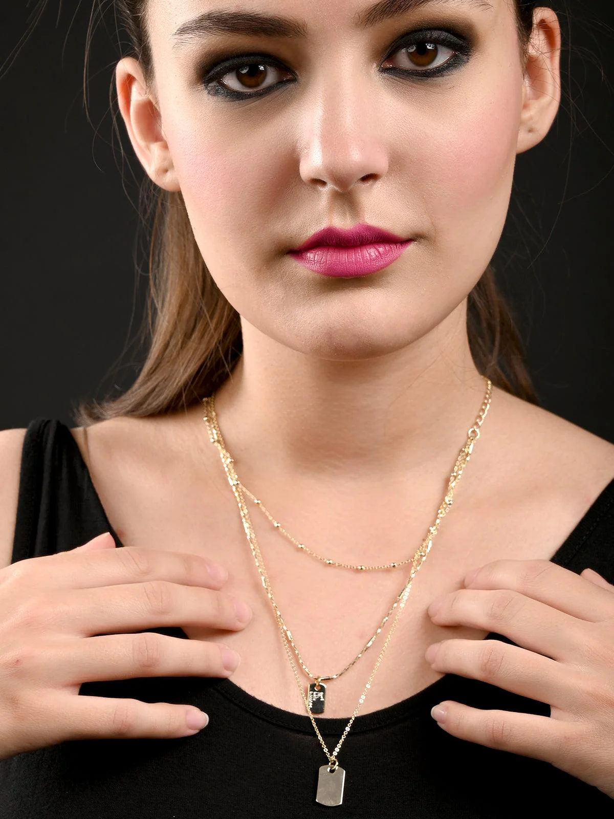 Odette Women Three Layer Gold Chain Necklace