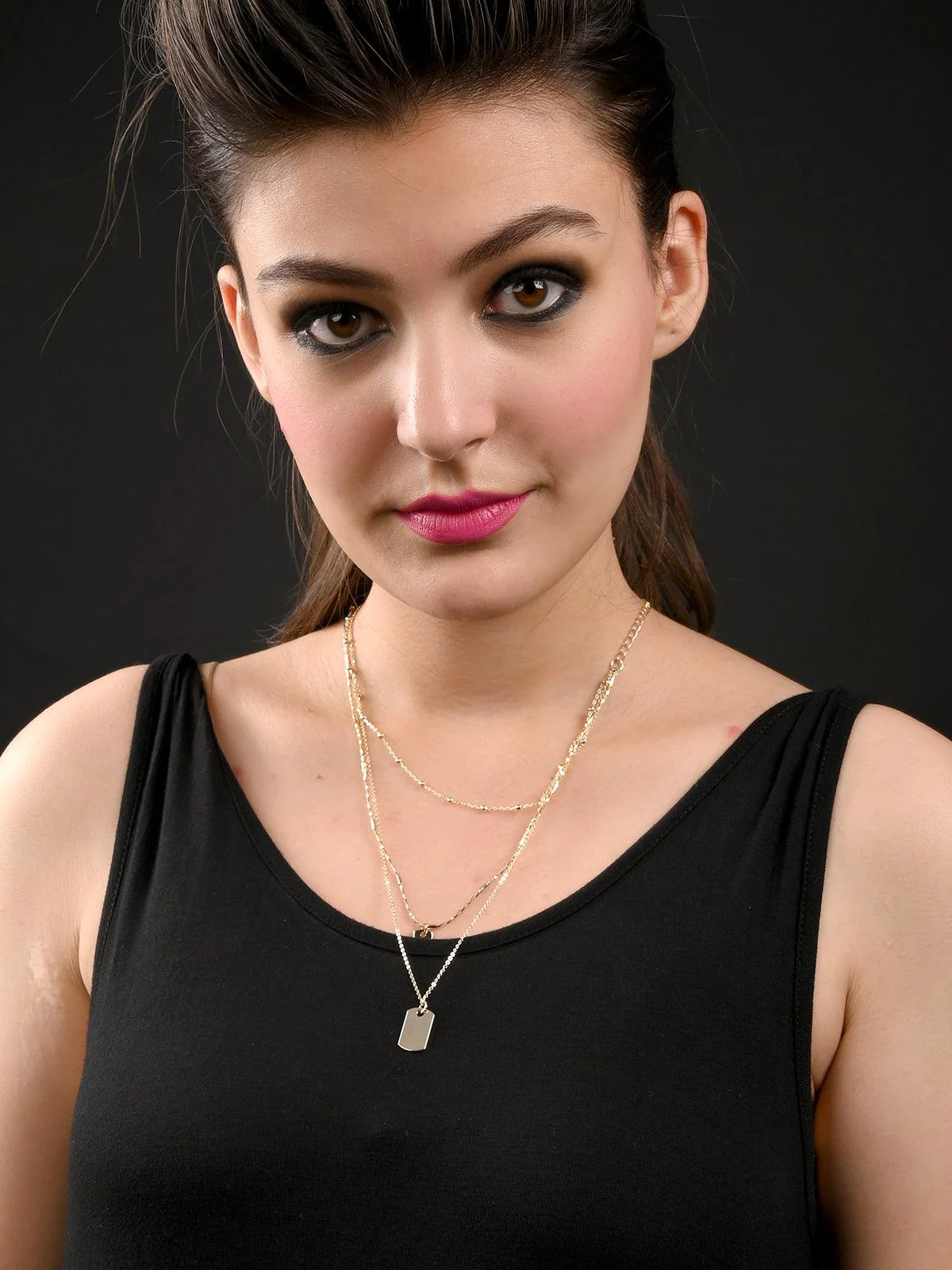 Odette Women Three Layer Gold Chain Necklace - Image 2