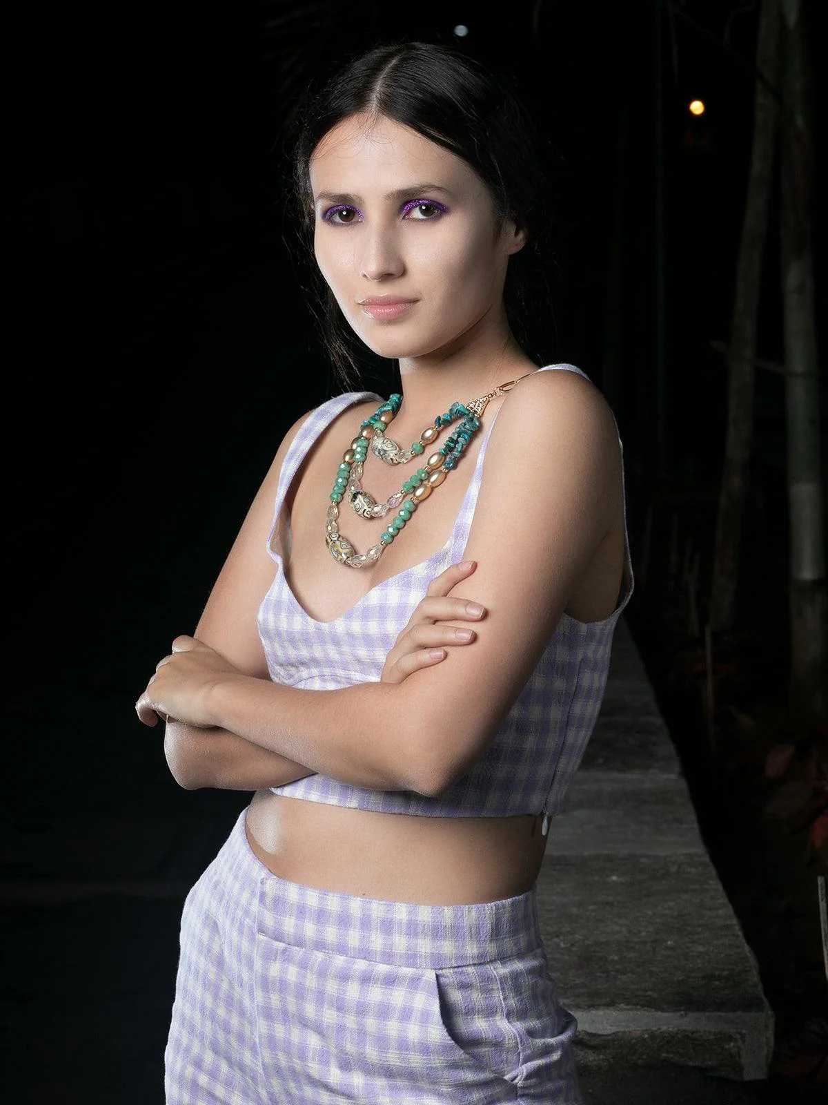 Odette Women Blue Stone Metal Necklace - Image 2