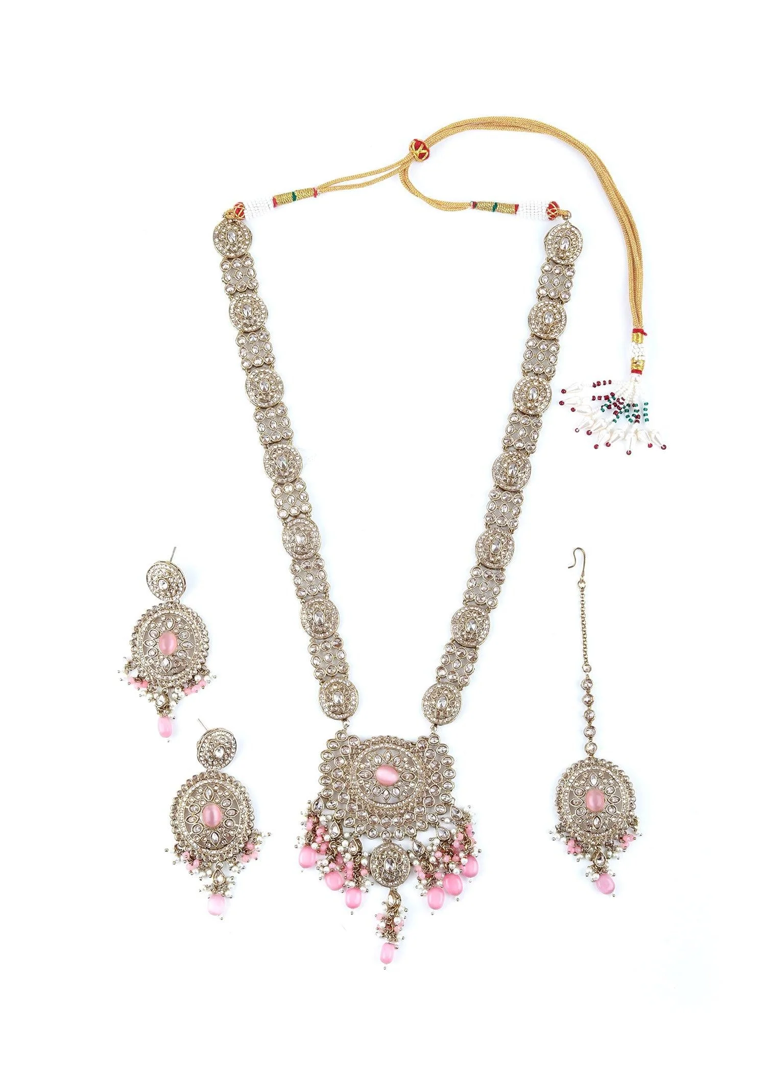Odette Women Tint Of Gold & Pink Necklace Set - Image 3