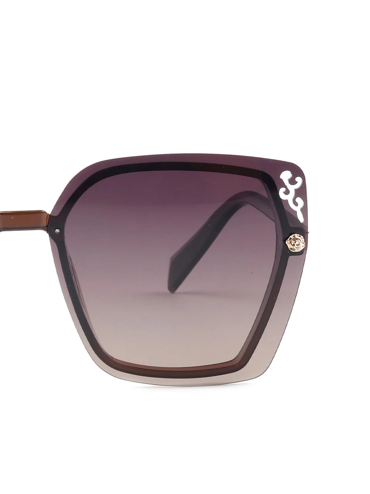 Odette Women Tinted Purple Wayfared Flared Sunglasses - Image 5