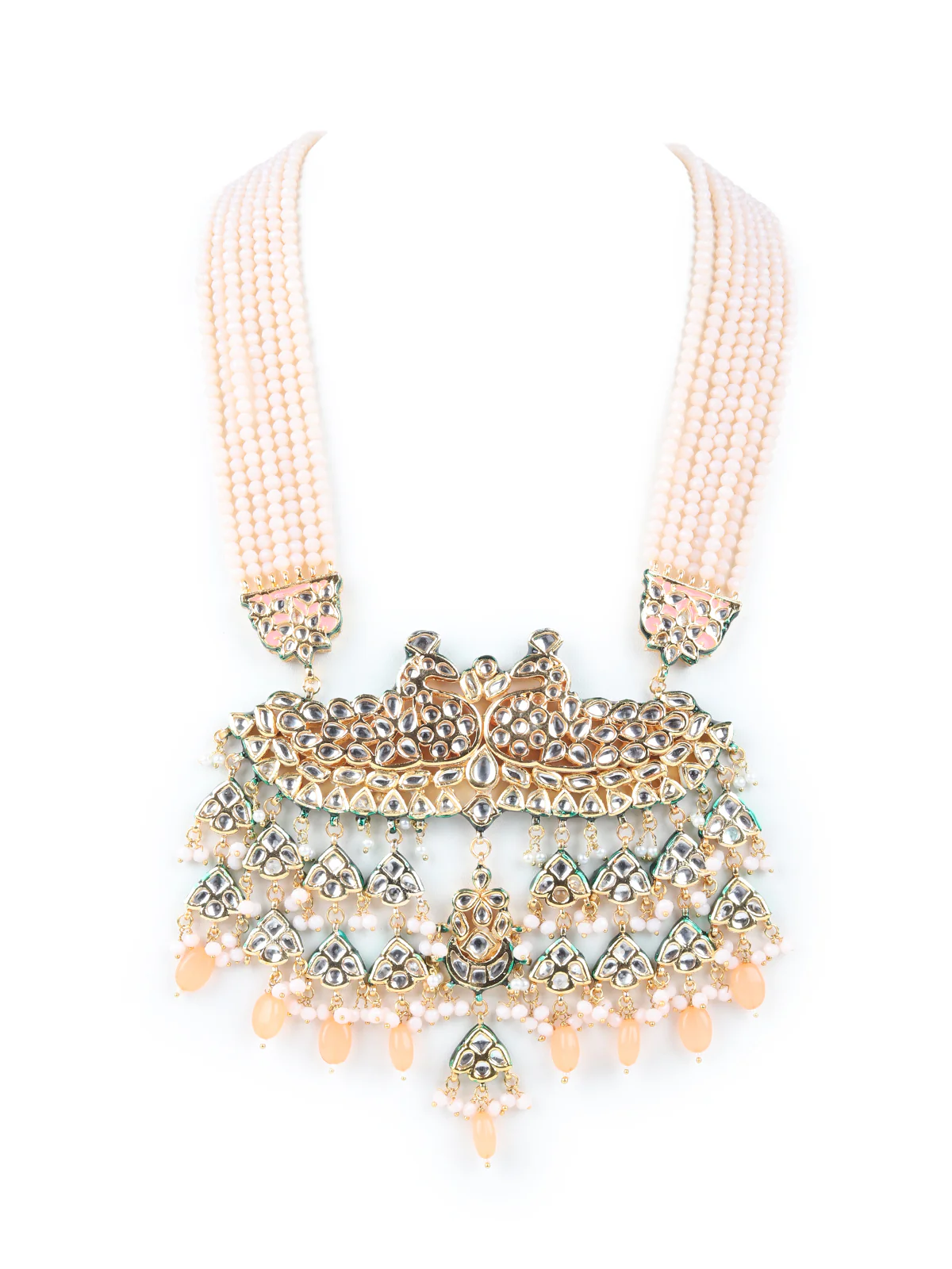 Traditional Baby Pink Peacock Necklace Set