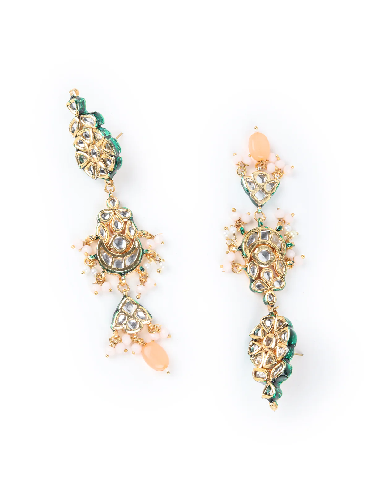 Traditional Baby Pink Peacock Necklace Set - Image 3