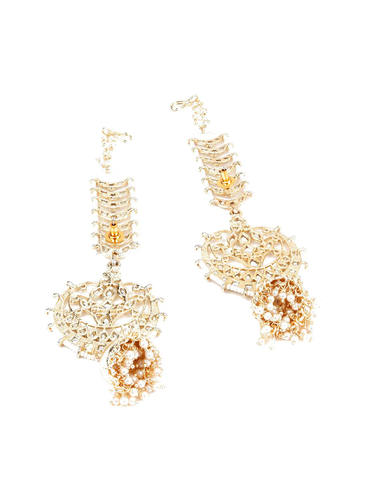 Odette Women Traditional Rhinestone Earring & Mang Tikka Set - Image 5
