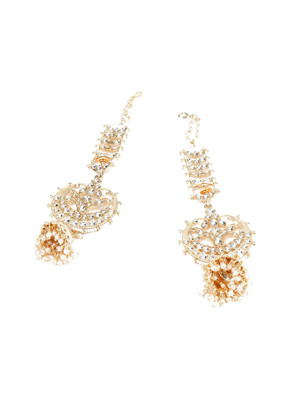 Odette Women Traditional Rhinestone Earring & Mang Tikka Set - Image 6