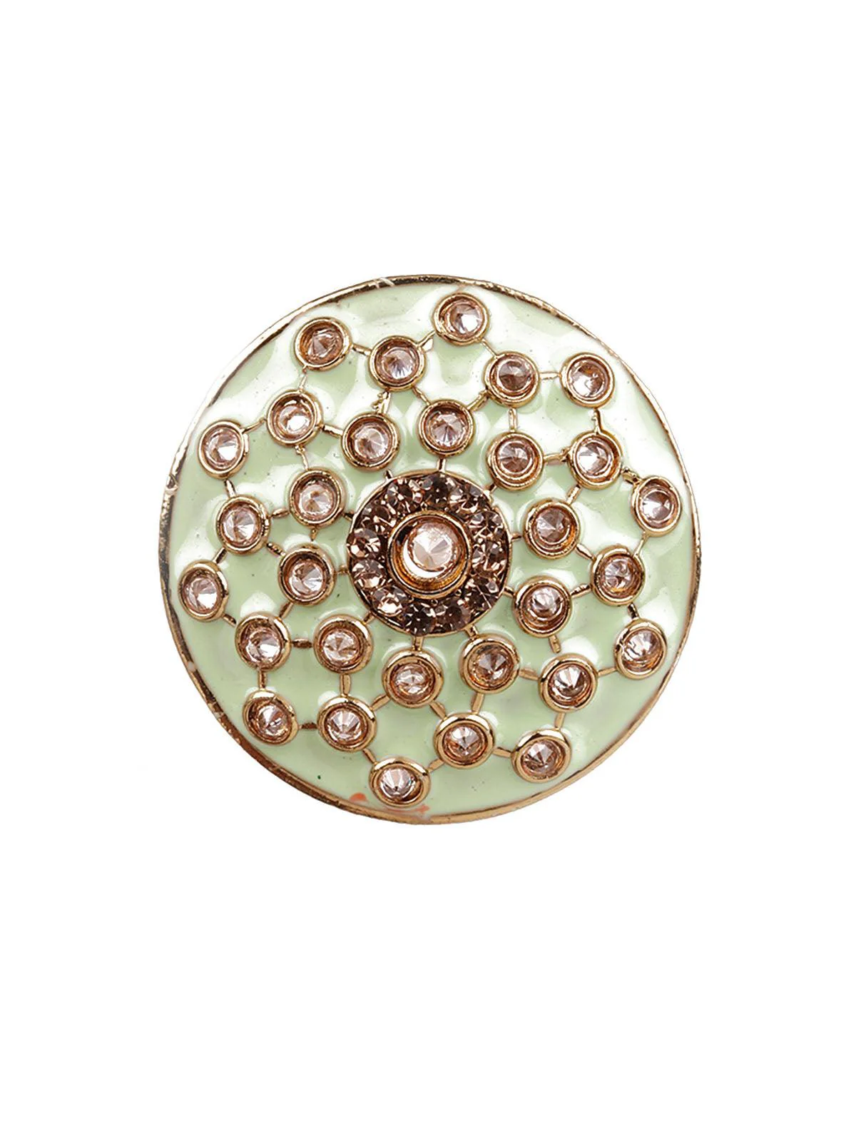 Odette Women Traditional Green And Gold Stud Earrings - Image 2
