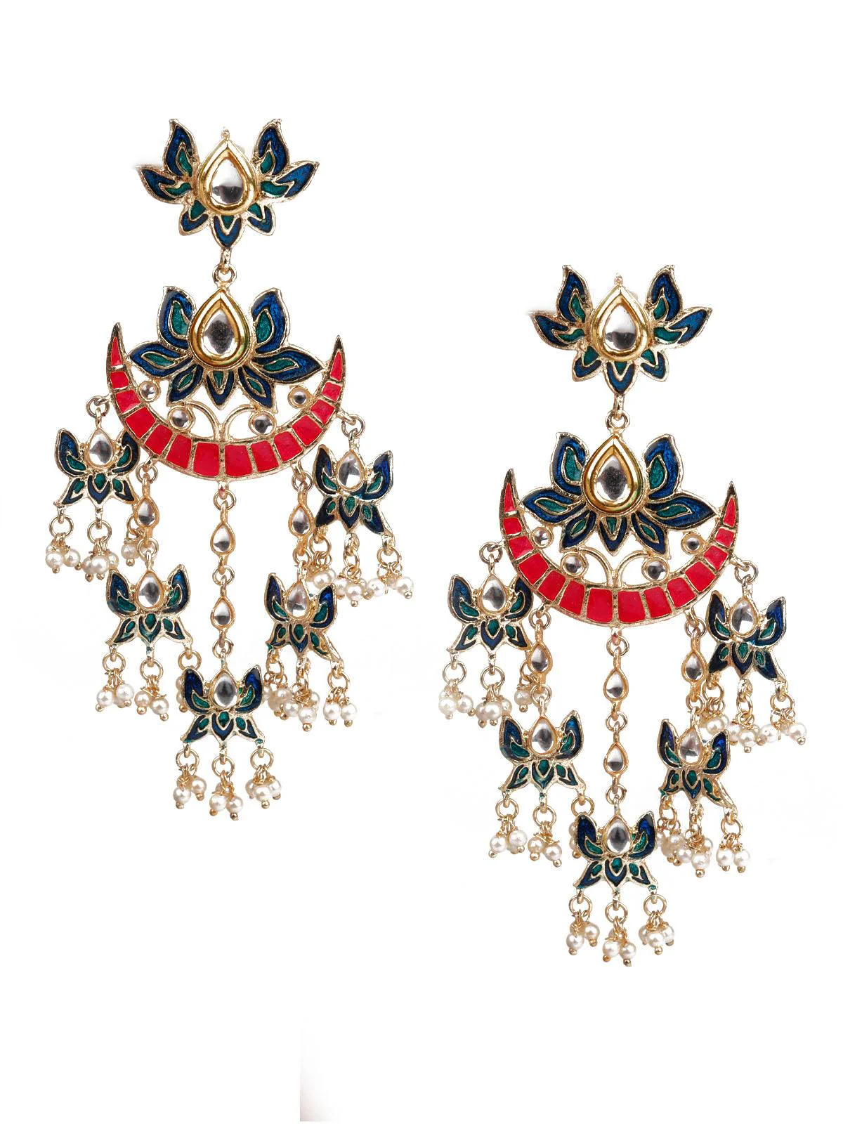 Odette Women Traditional Multicolored Chandbali Earrings