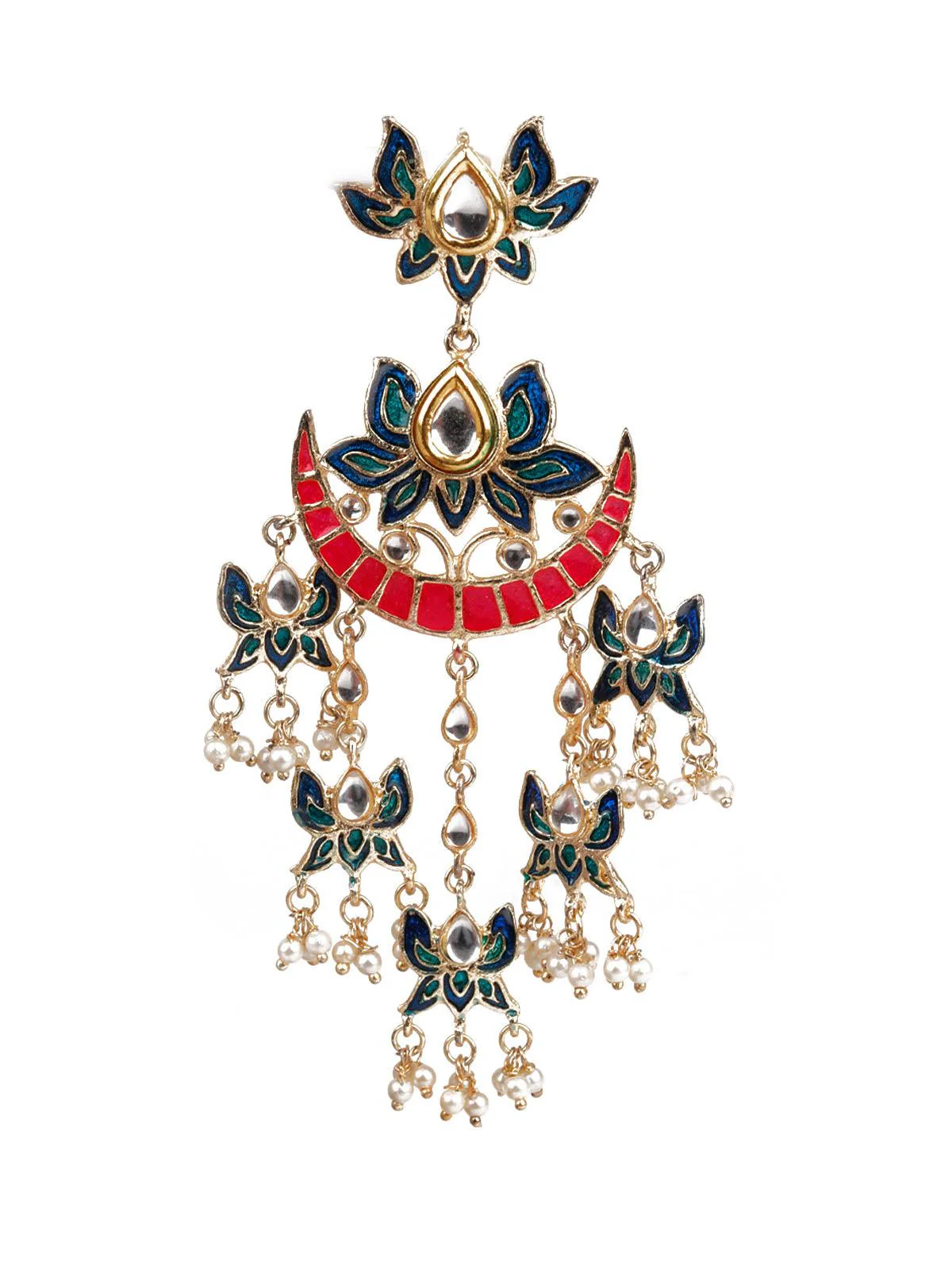 Odette Women Traditional Multicolored Chandbali Earrings - Image 2